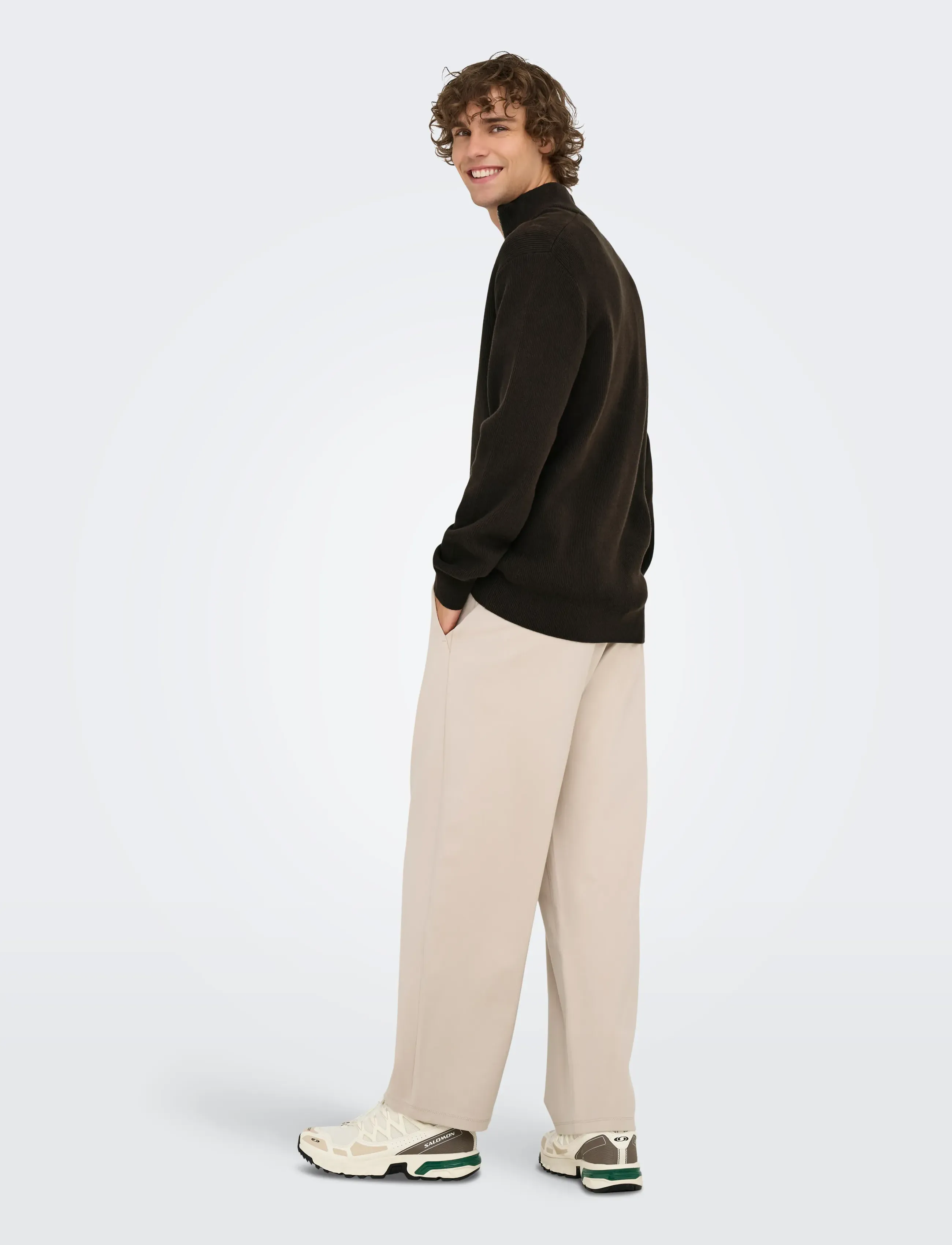 ONLY & SONS - ONSPHIL REG 12 STRUC HALF ZIP KNIT NOOS - pullover mit halbem reißverschluss - demitasse - 3