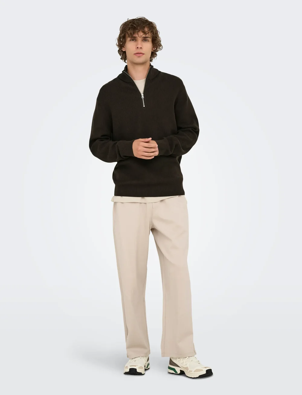 ONLY & SONS - ONSPHIL REG 12 STRUC HALF ZIP KNIT NOOS - halfzip strik - demitasse - 4