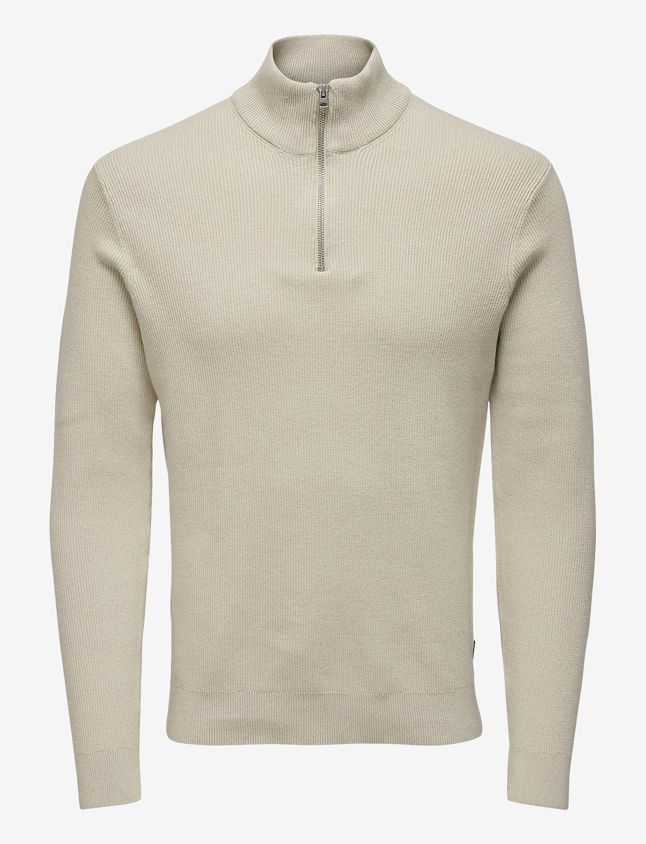 ONLY & SONS - ONSPHIL REG 12 STRUC HALF ZIP KNIT NOOS - tõmblukk-kaelusega džemprid - silver lining - 1