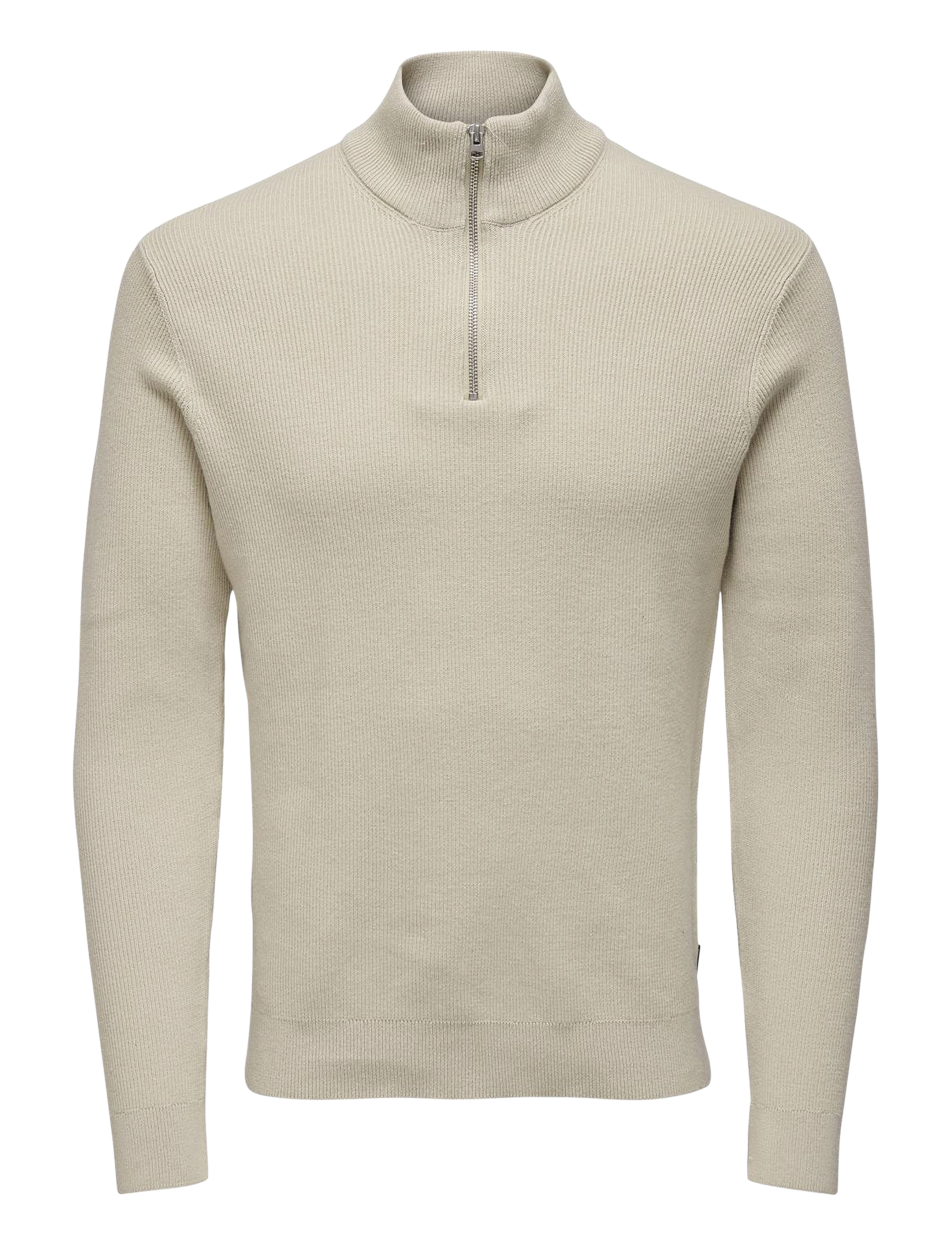 ONLY & SONS ONSPHIL REG 12 STRUC HALF ZIP KNIT NOOS - Stickat - SILVER LINING / cream