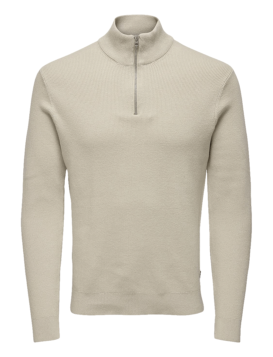 ONLY & SONS - ONSPHIL REG 12 STRUC HALF ZIP KNIT NOOS - pullover mit halbem reißverschluss - silver lining - 1