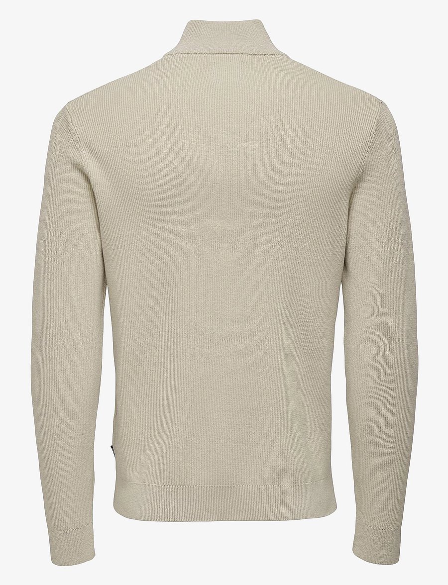 ONLY & SONS - ONSPHIL REG 12 STRUC HALF ZIP KNIT NOOS - pullover mit halbem reißverschluss - silver lining - 2
