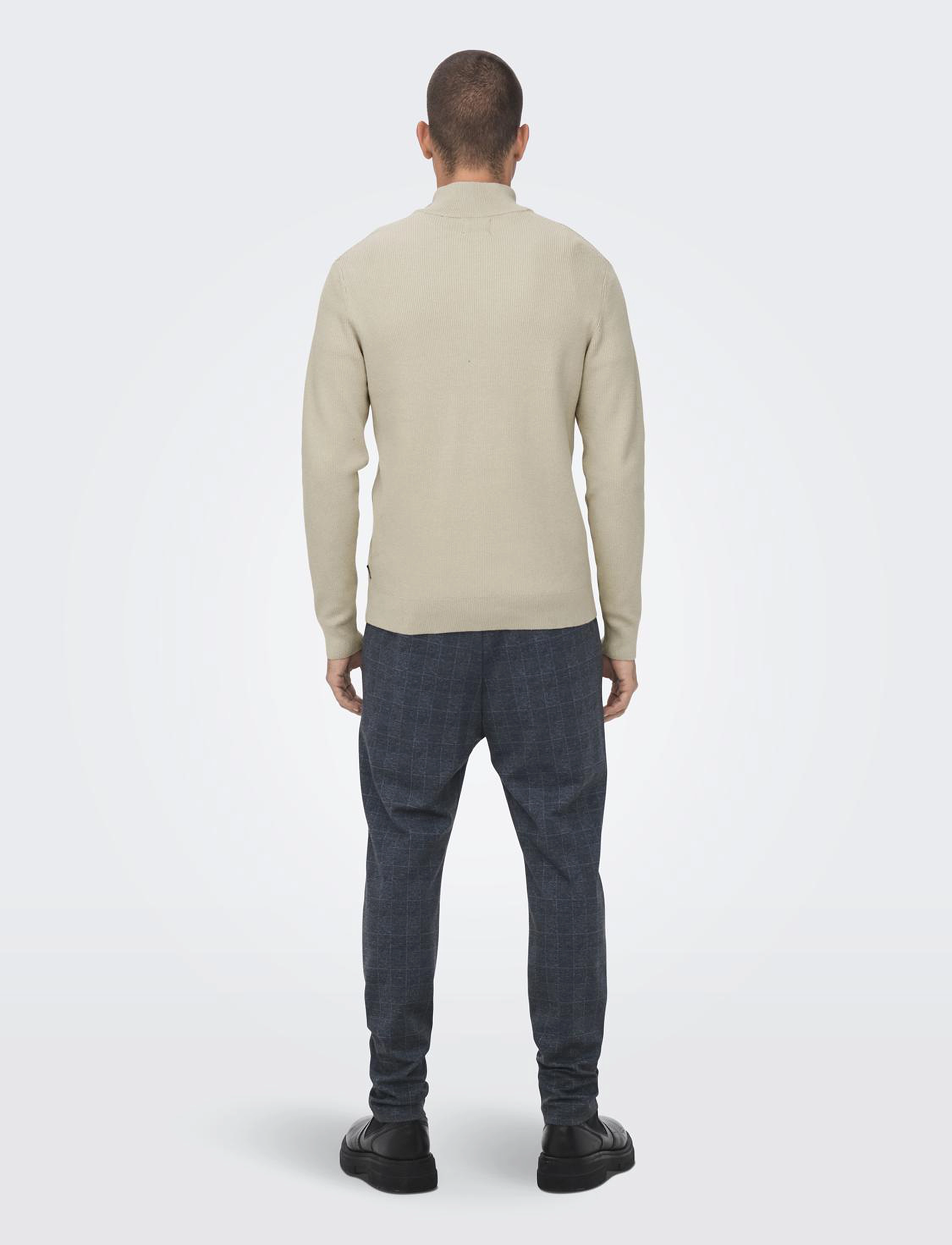 ONLY & SONS - ONSPHIL REG 12 STRUC HALF ZIP KNIT NOOS - pullover mit halbem reißverschluss - silver lining - 3