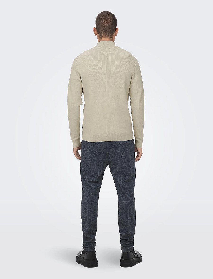 ONLY & SONS - ONSPHIL REG 12 STRUC HALF ZIP KNIT NOOS - pullover mit halbem reißverschluss - silver lining - 3