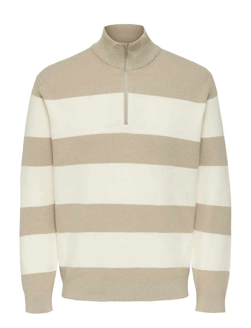 ONLY & SONS - ONSPHIL REG 12 STRUC HALF ZIP KNIT NOOS - pullover mit halbem reißverschluss - silver lining - 0