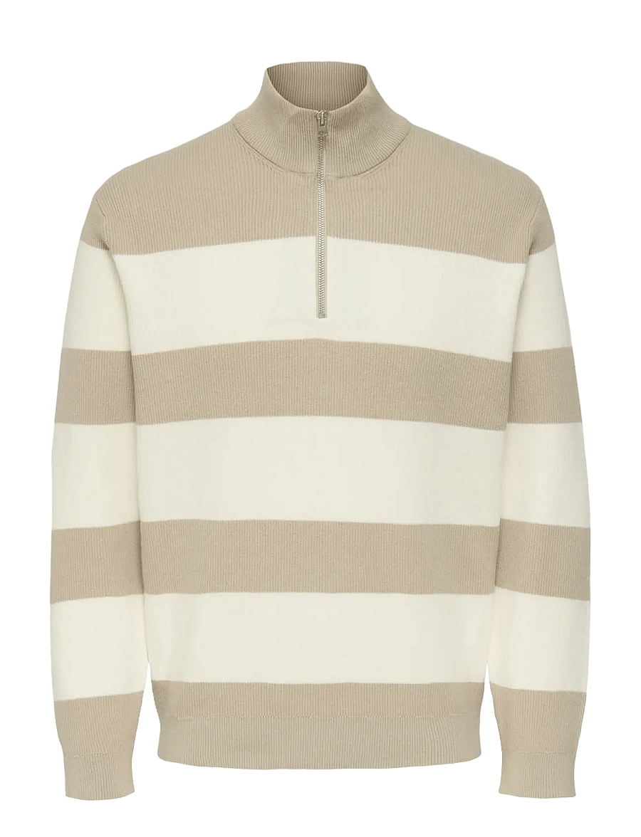 ONLY & SONS - ONSPHIL REG 12 STRUC HALF ZIP KNIT NOOS - pullover mit halbem reißverschluss - silver lining - 0