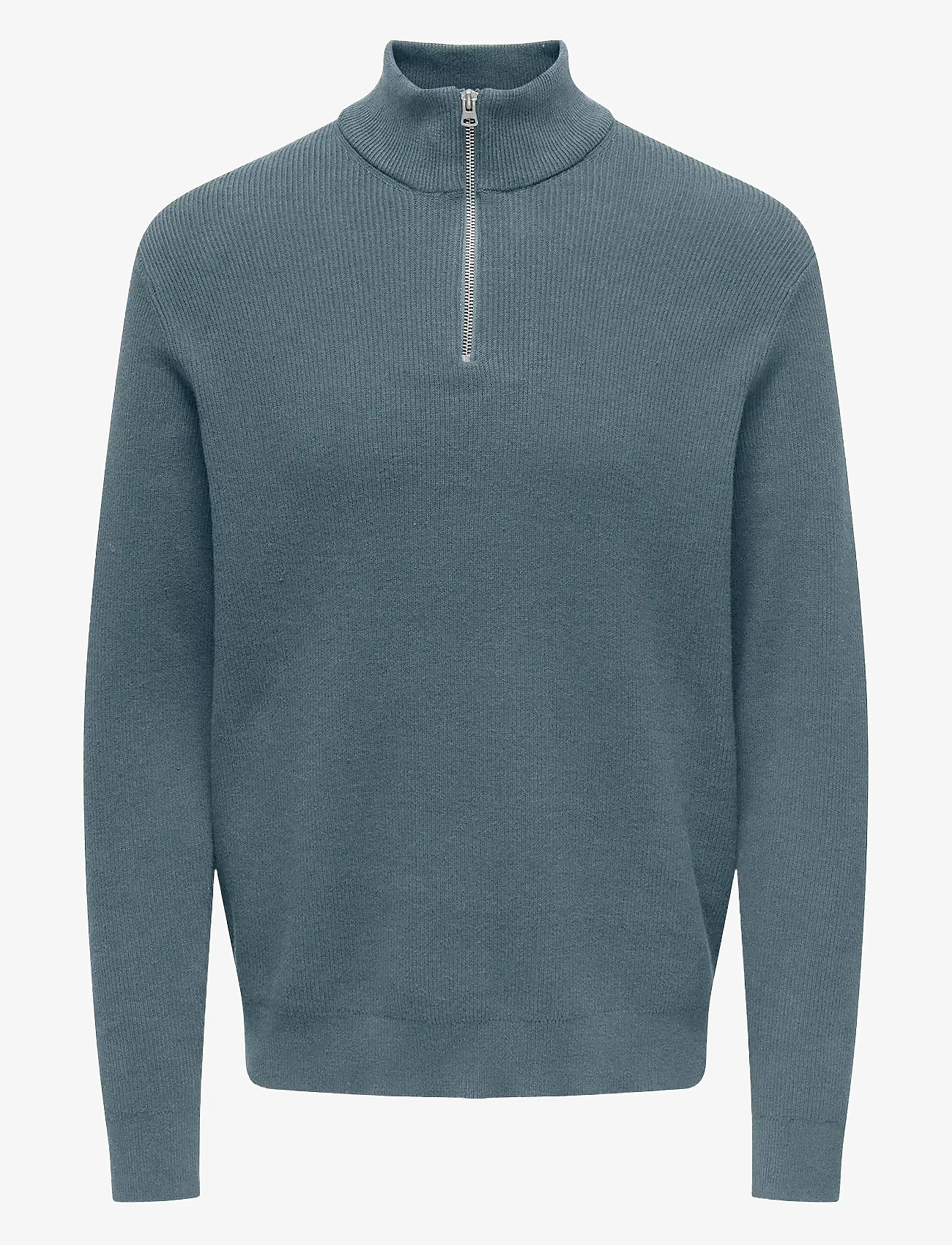 ONLY & SONS - ONSPHIL REG 12 STRUC HALF ZIP KNIT NOOS - tõmblukk-kaelusega džemprid - stormy weather - 0