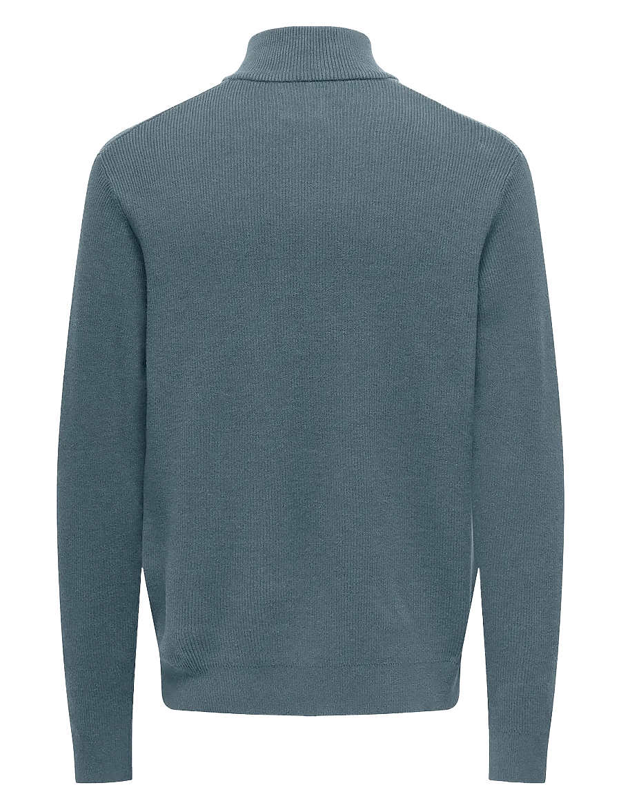 ONLY & SONS - ONSPHIL REG 12 STRUC HALF ZIP KNIT NOOS - pulls demi-zippés - stormy weather - 1