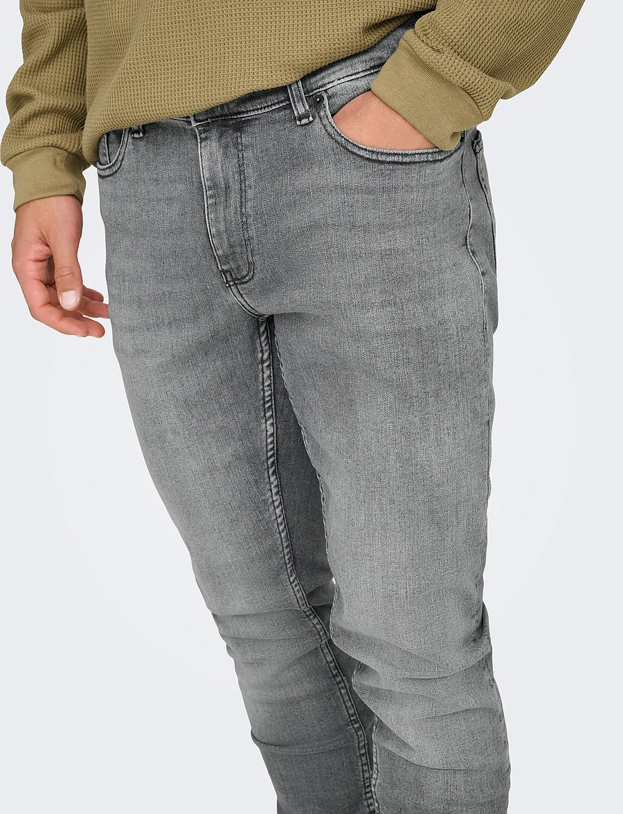 ONLY & SONS - ONSLOOM SLIM GREY 3227 DCC DNM NOOS - slim-fit jeans - grey denim - 5