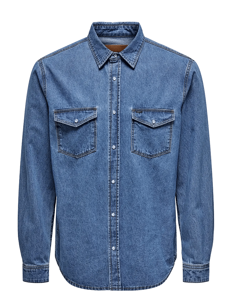 ONLY & SONS - ONSBANE 3247 DNM SHIRT NOOS - denim shirts - medium blue denim - 1