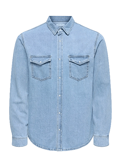 ONLY & SONS ONSBANE 3247 DNM SHIRT NOOS - Shirts - MEDIUM BLUE DENIM / blue