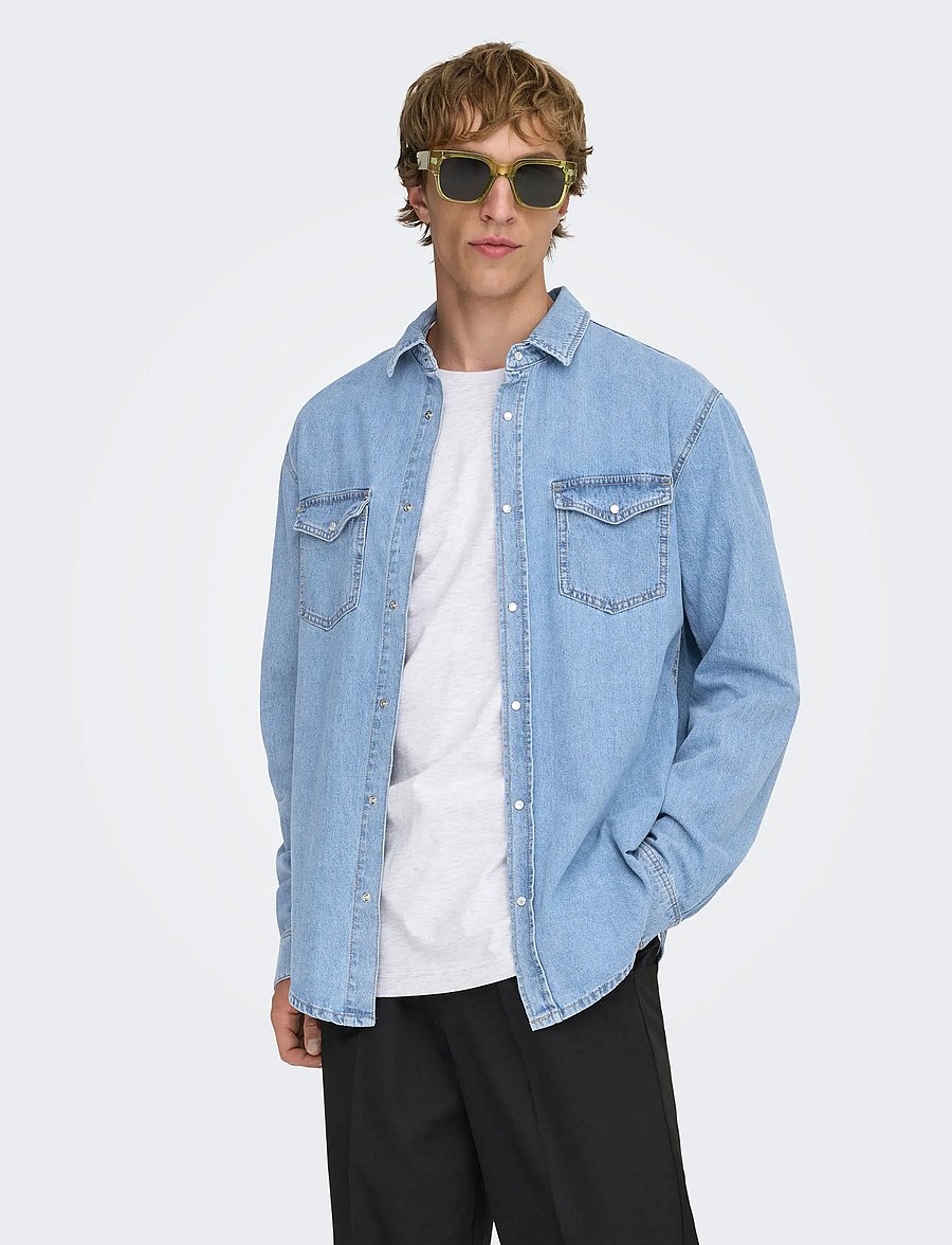 ONLY & SONS - ONSBANE DENIM 3247 DNM SHIRT NOOS - denim shirts - medium blue denim - 0