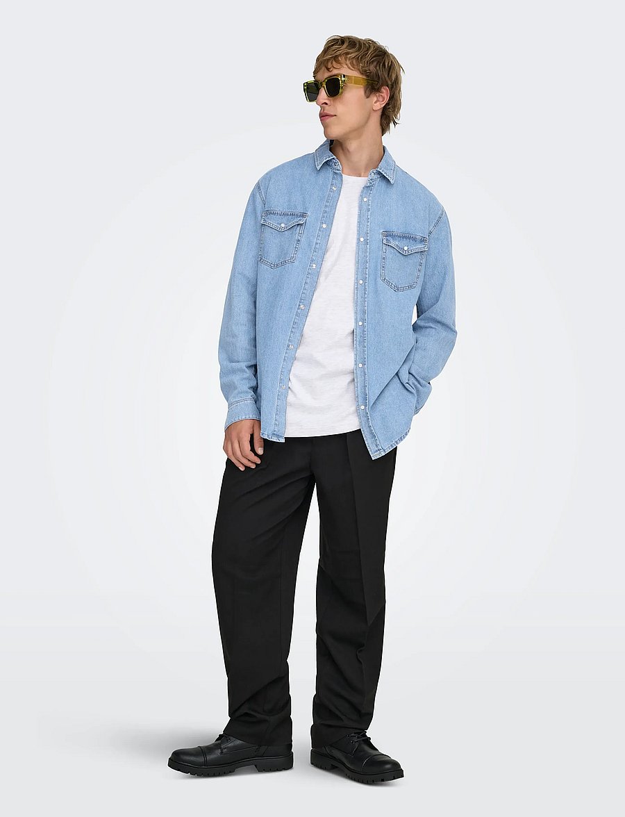 ONLY & SONS - ONSBANE DENIM 3247 DNM SHIRT NOOS - denim shirts - medium blue denim - 4