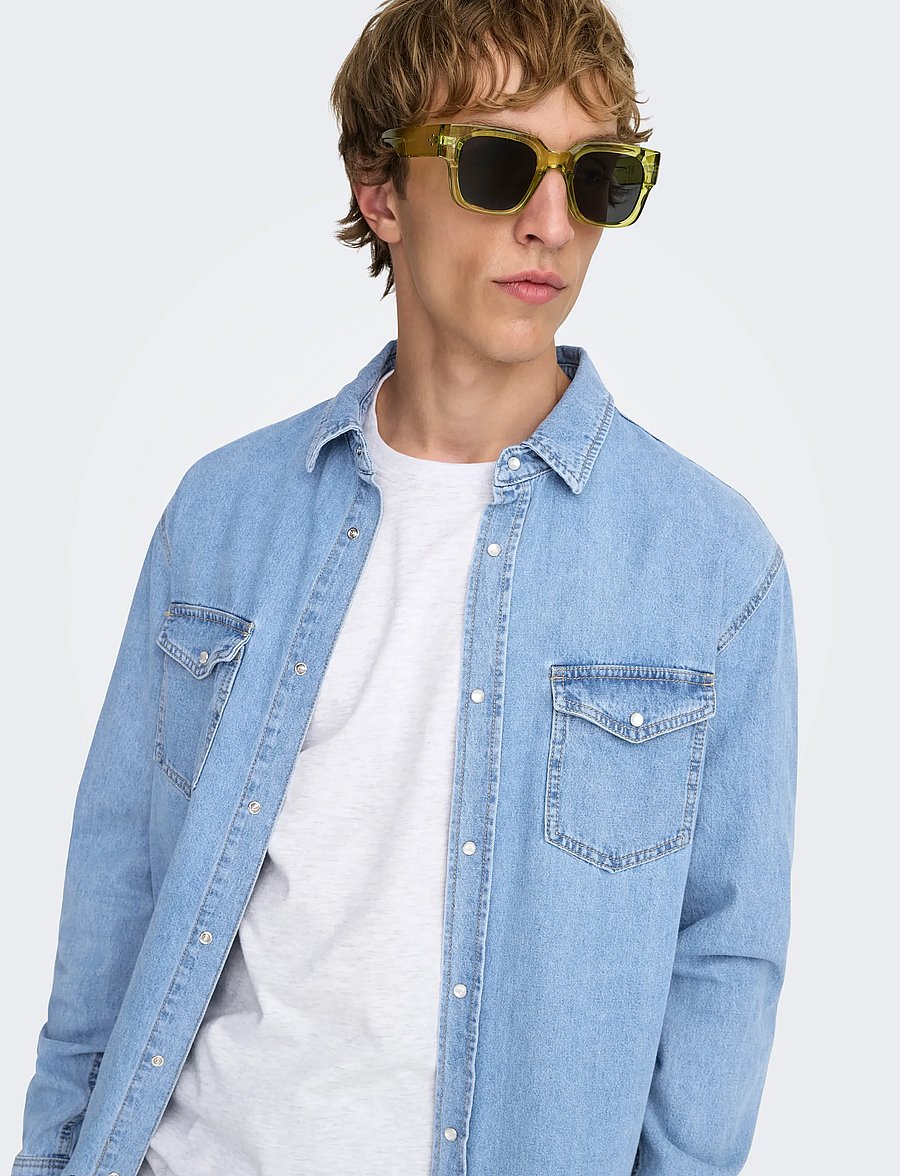 ONLY & SONS - ONSBANE DENIM 3247 DNM SHIRT NOOS - denim shirts - medium blue denim - 5