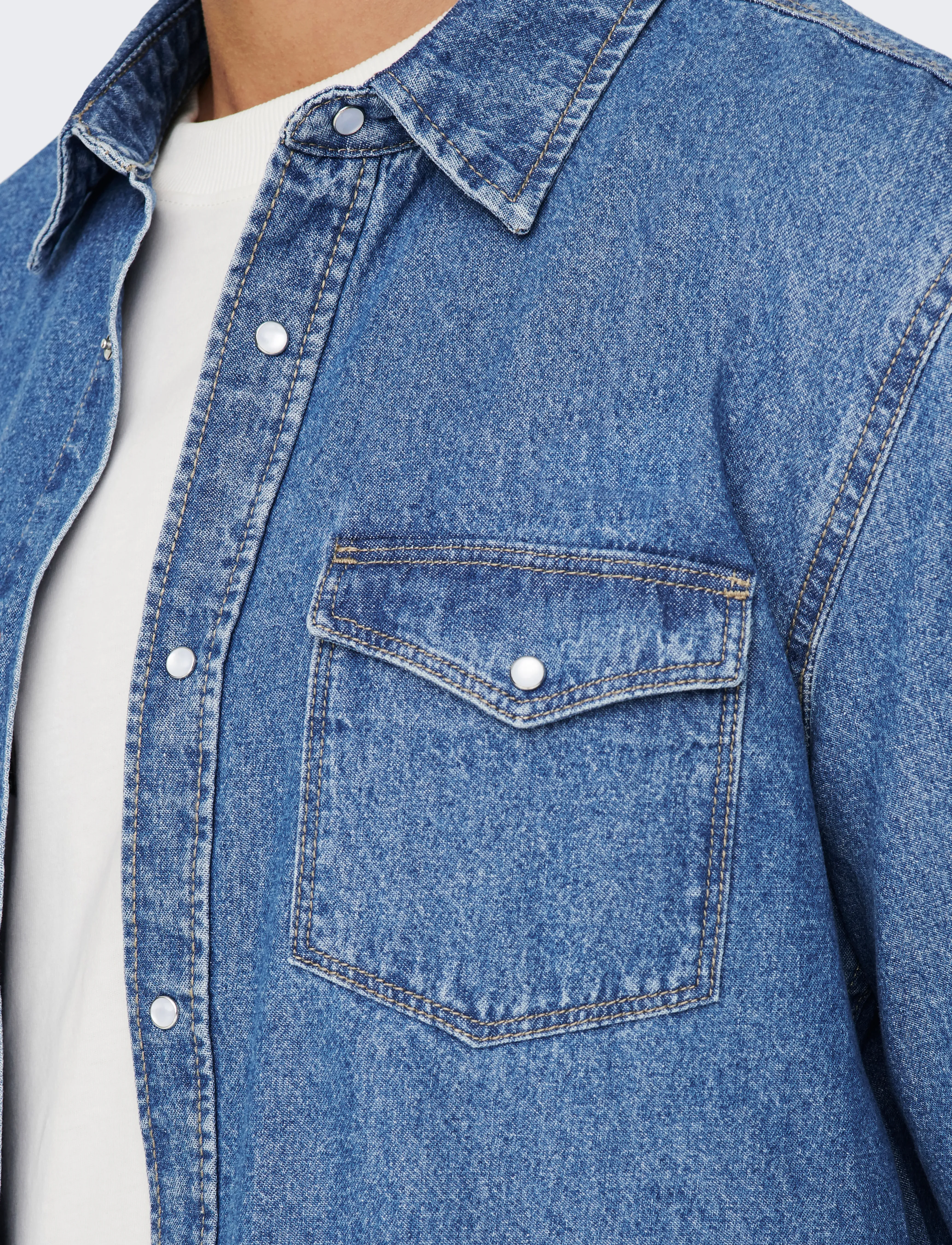 ONLY & SONS Onsbane 3247 Dnm Shirt Noos jeansskjortor herr – bild 5