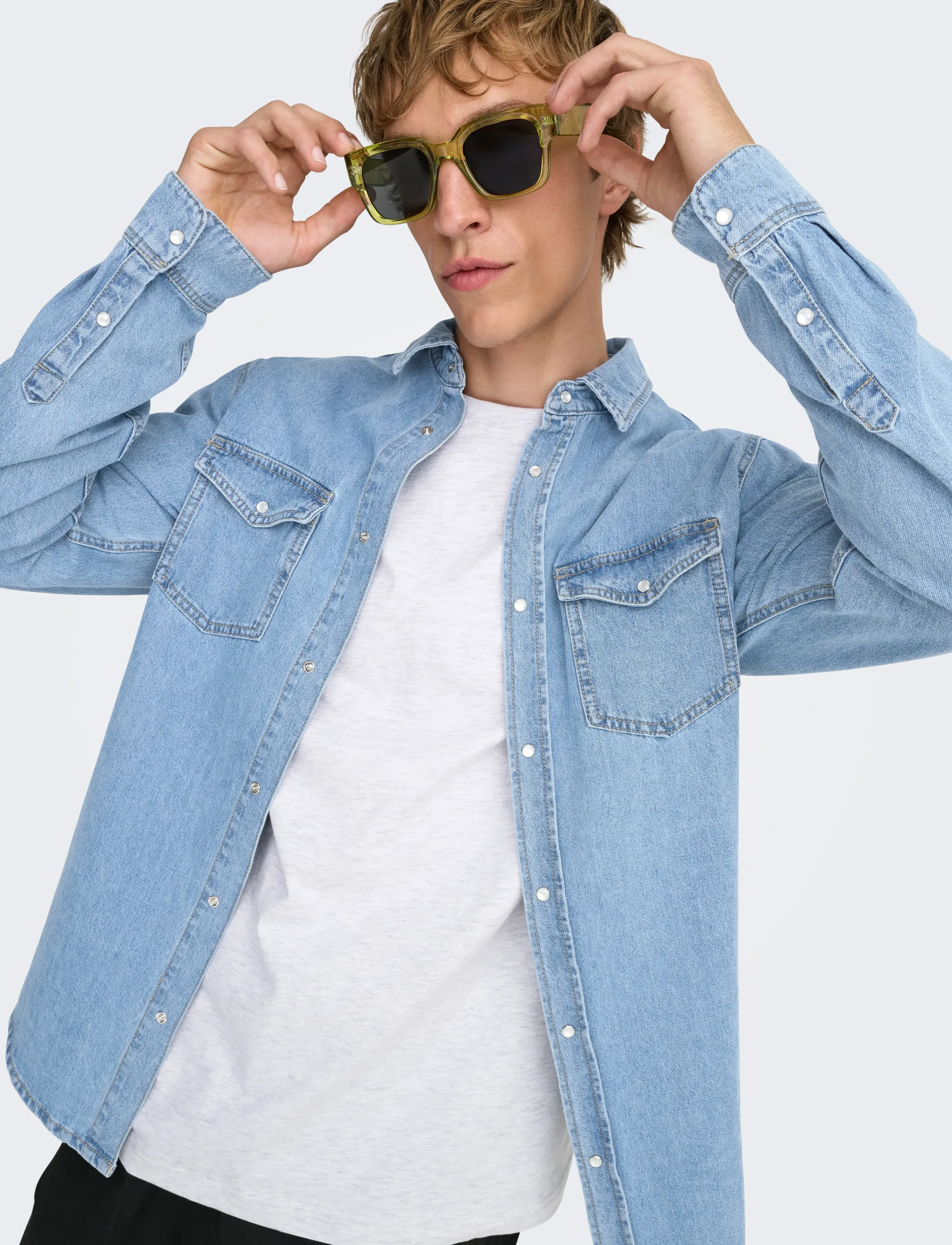 ONLY & SONS Onsbane 3247 Dnm Shirt Noos jeansskjortor herr – bild 6