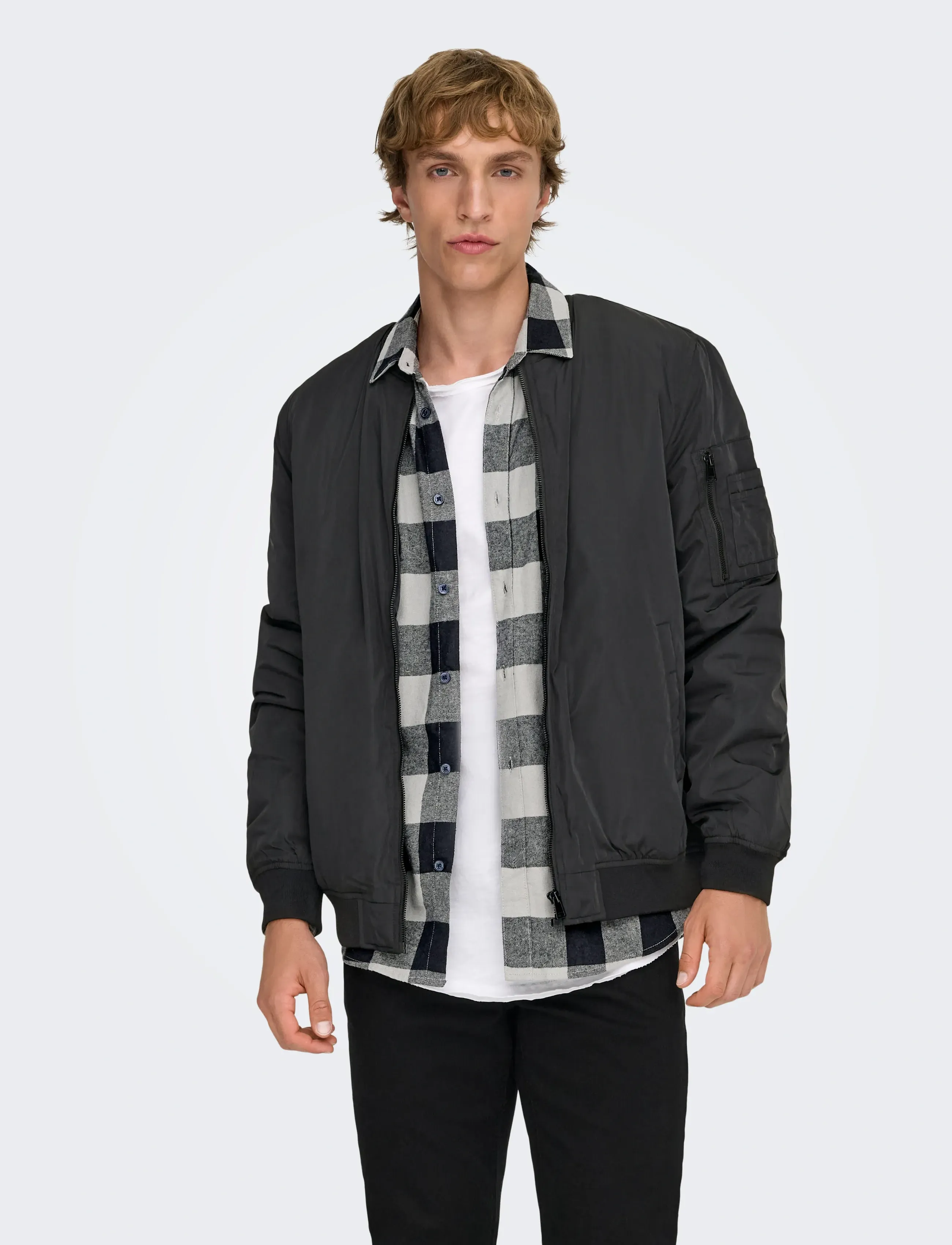 ONLY & SONS ONSJOSHUA BOMBER OTW - Riided - BLACK / black