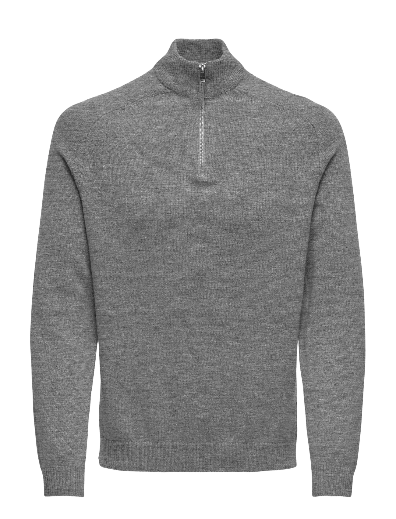 ONLY & SONS ONSEDWARD REG 7 WOOL HALF ZIP KNIT CS - Stickat - DARK GREY MELANGE / grey