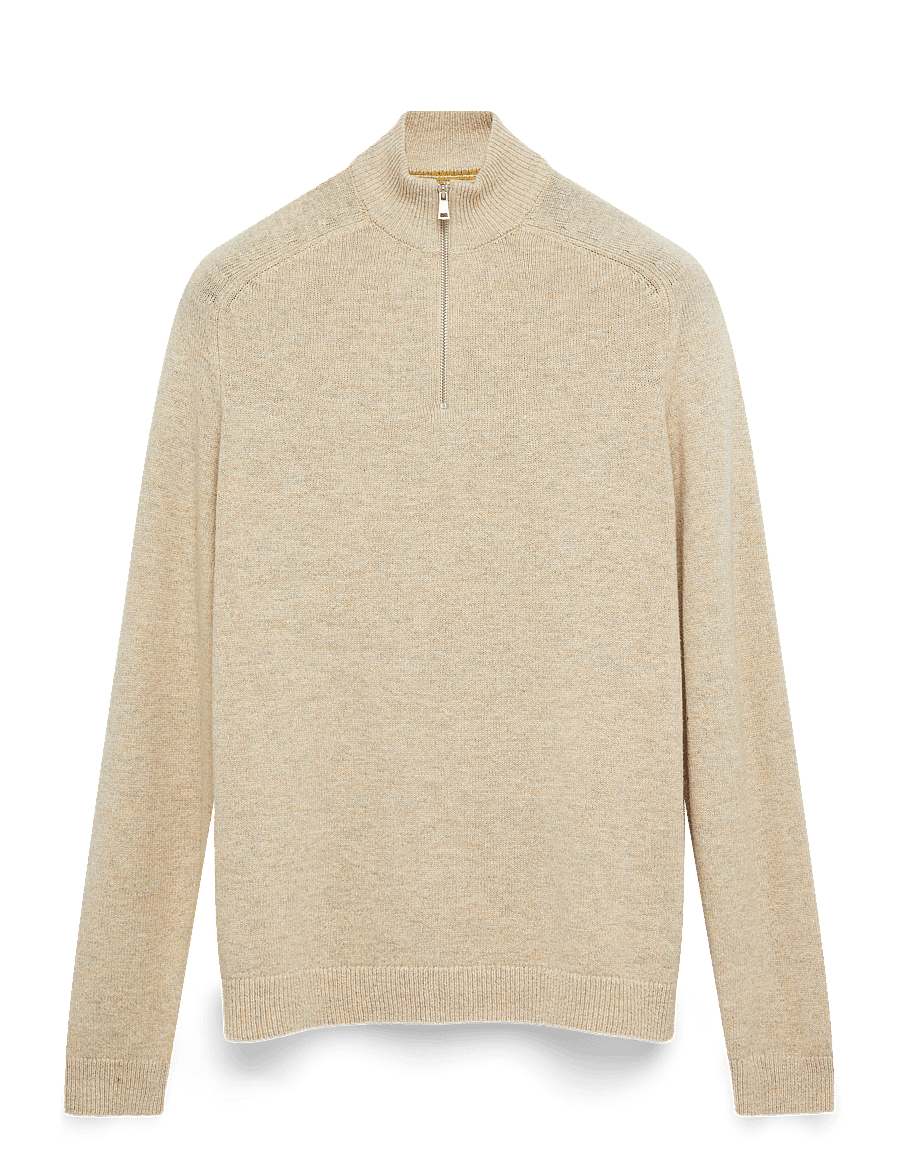 ONLY & SONS - ONSEDWARD REG 7 WOOL HALF ZIP KNIT CS - halfzip strik - oatmeal - 1