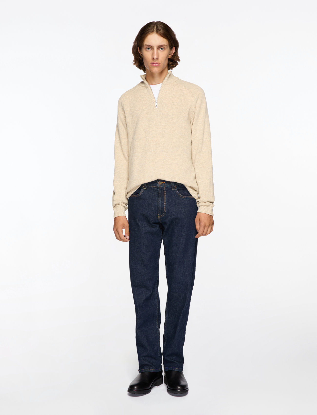 ONLY & SONS - ONSEDWARD REG 7 WOOL HALF ZIP KNIT CS - džemperiai su trumpu užtrauktuku - oatmeal - 2