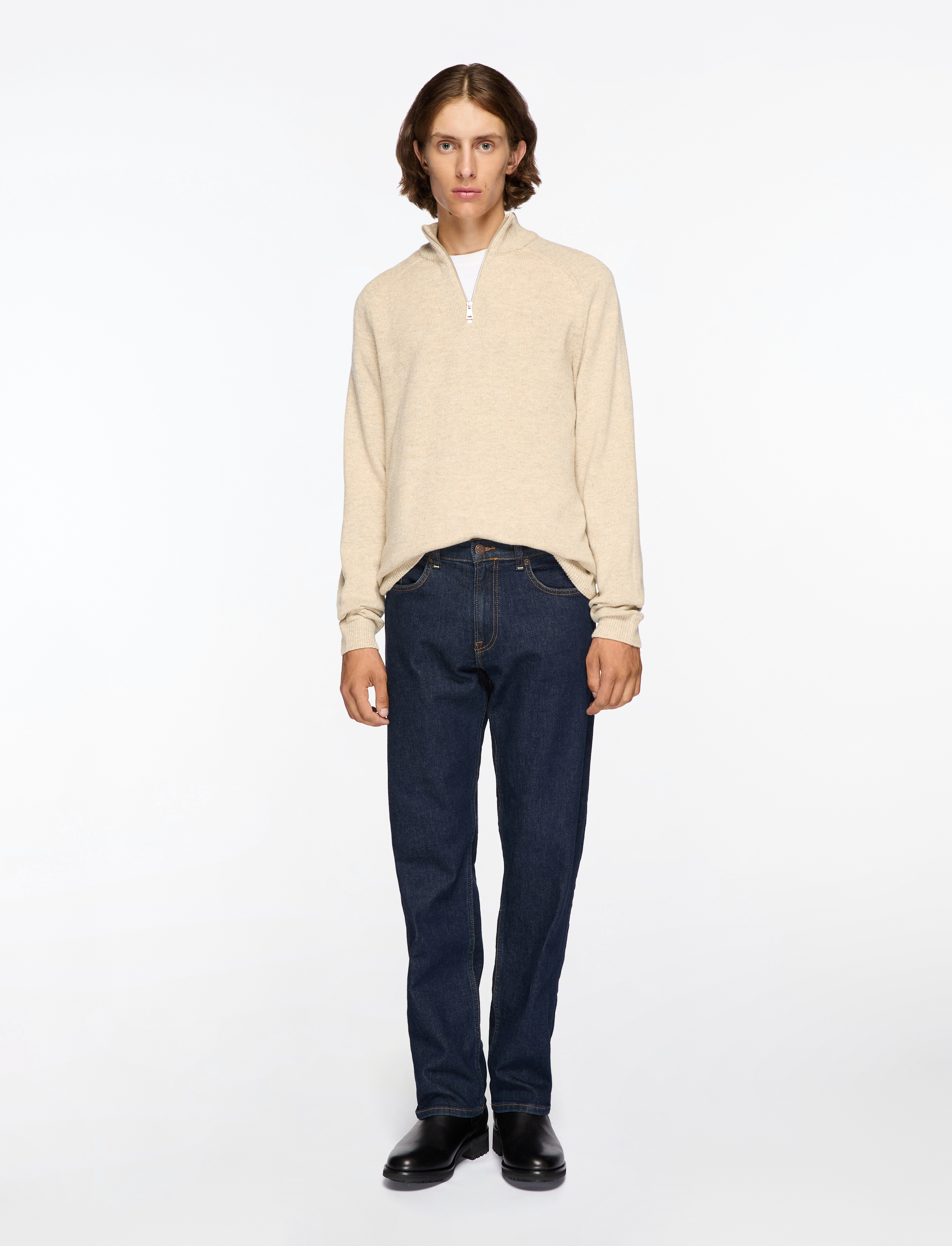 ONLY & SONS - ONSEDWARD REG 7 WOOL HALF ZIP KNIT CS - strickmode - oatmeal - 2