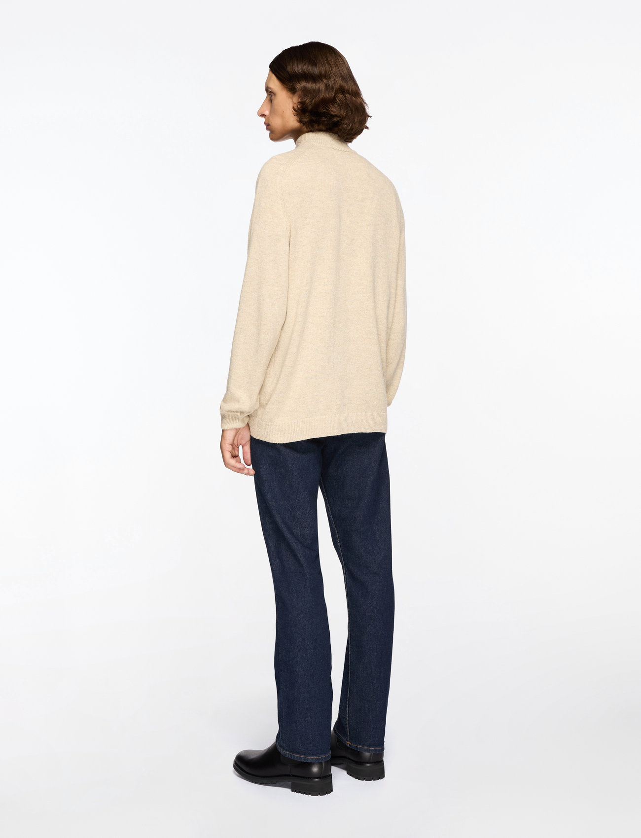 ONLY & SONS - ONSEDWARD REG 7 WOOL HALF ZIP KNIT CS - džemperiai su trumpu užtrauktuku - oatmeal - 4