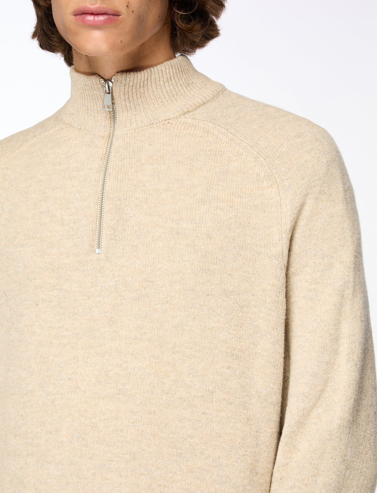 ONLY & SONS - ONSEDWARD REG 7 WOOL HALF ZIP KNIT CS - džemperiai su trumpu užtrauktuku - oatmeal - 5