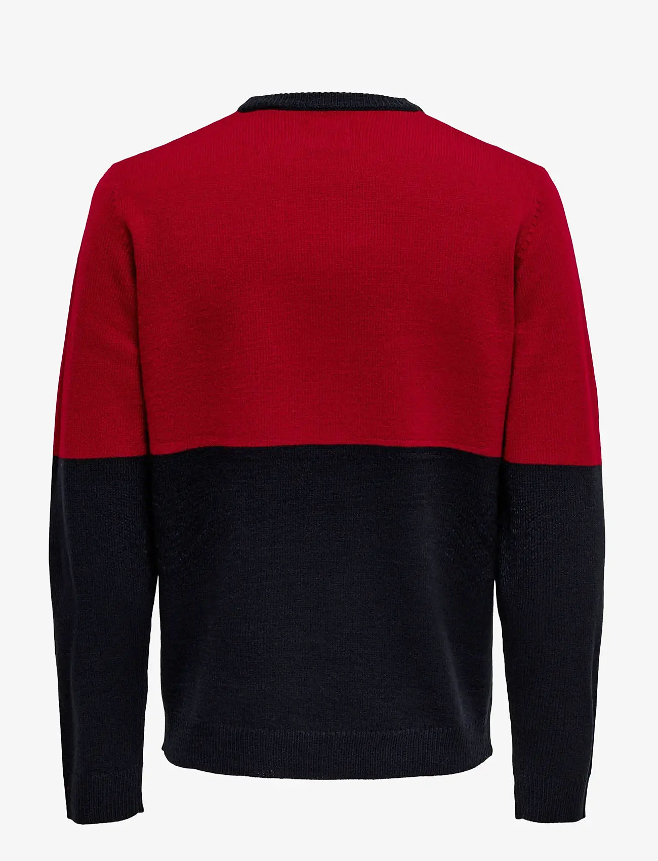 ONLY & SONS - ONSXMAS REG BLOCK CREW KNIT - sügisesed riided - pompeian red - 2