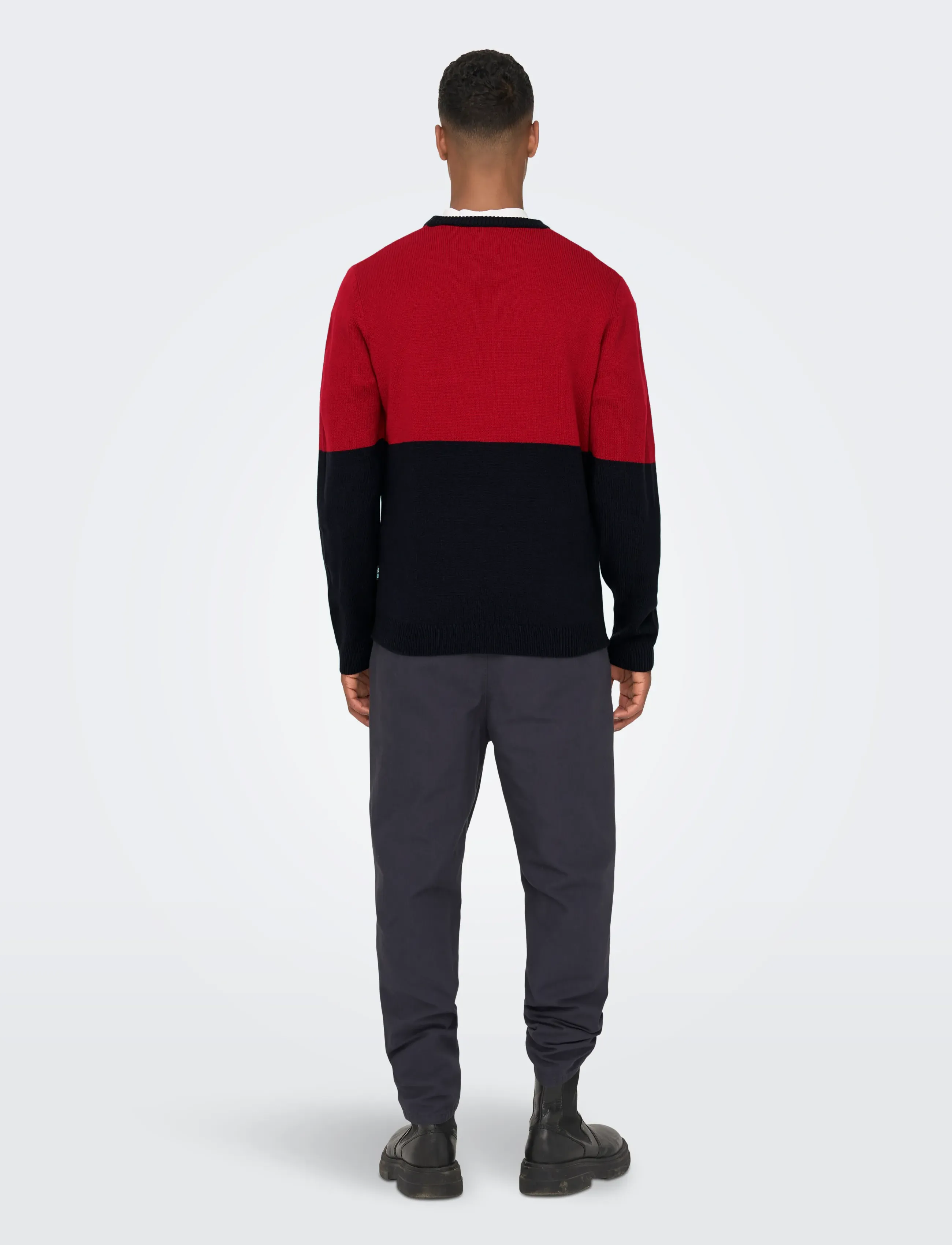 ONLY & SONS - ONSXMAS REG BLOCK CREW KNIT - kudumid - pompeian red - 3