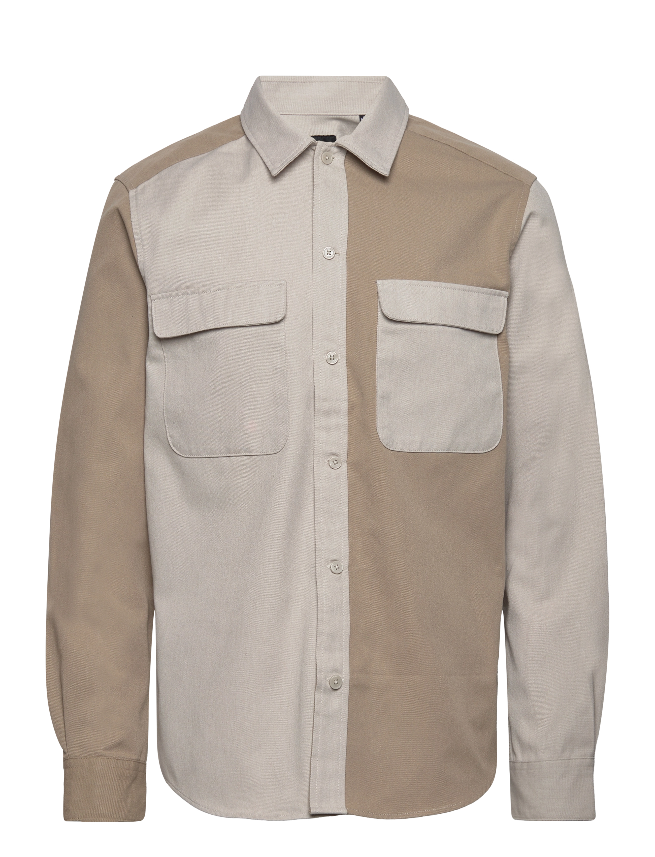 ONLY & SONS - ONSAIM REG TC COLORBLOCK 2PKT LS SHIRT - silver lining - 0