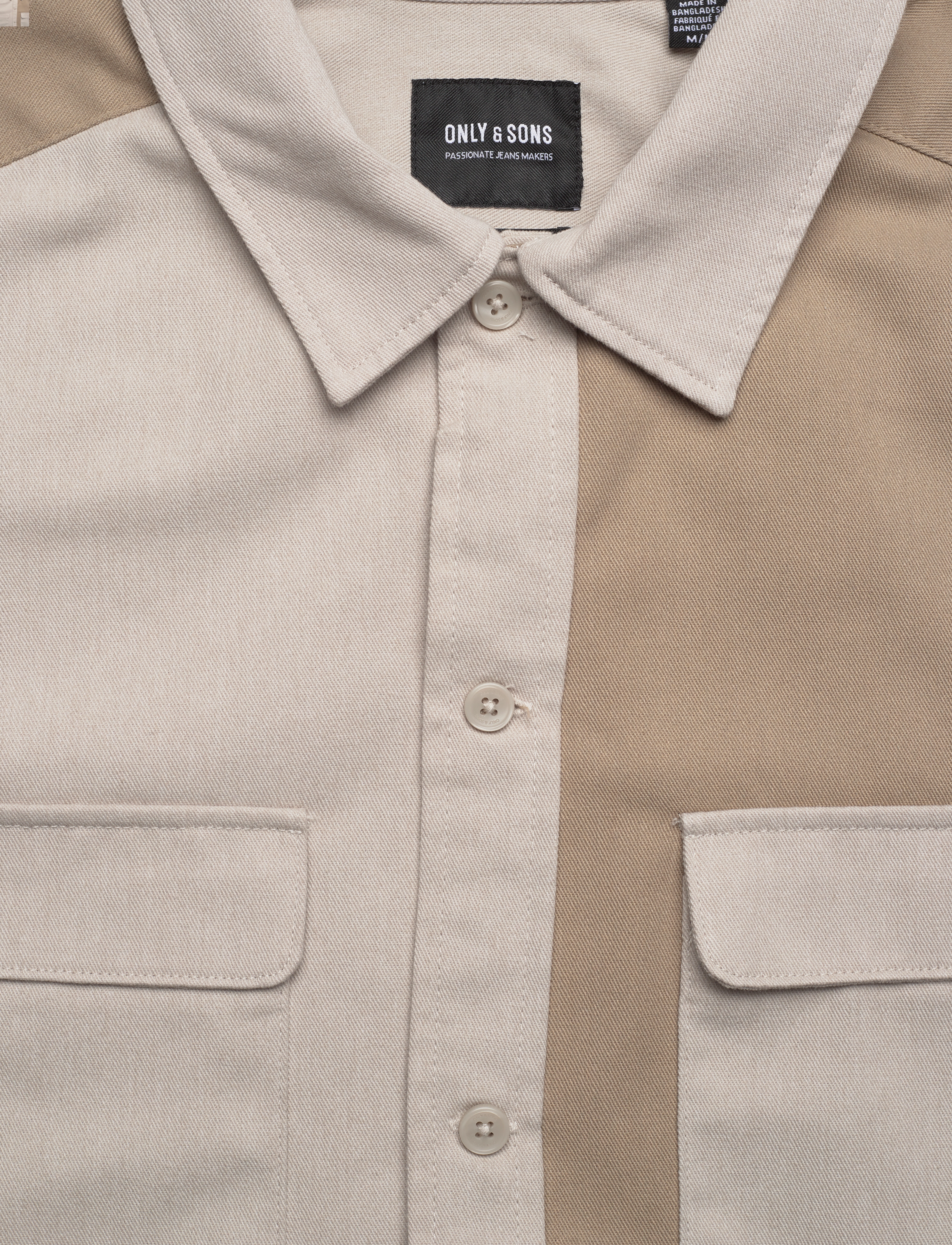 ONLY & SONS - ONSAIM REG TC COLORBLOCK 2PKT LS SHIRT - silver lining - 2