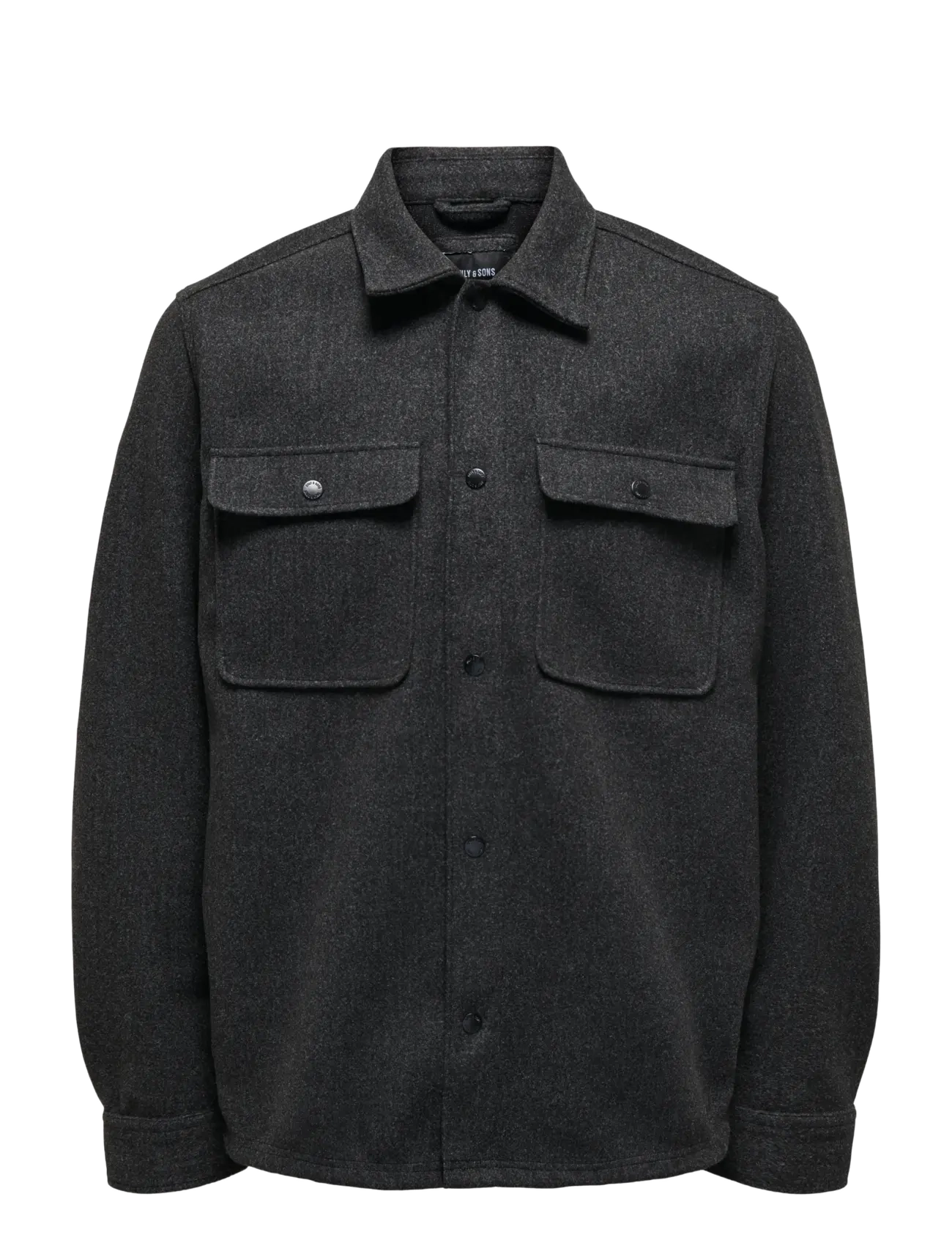 ONSASH OVR WOOLEN LOOK PKT LS SHIRT NOOS - BLACK