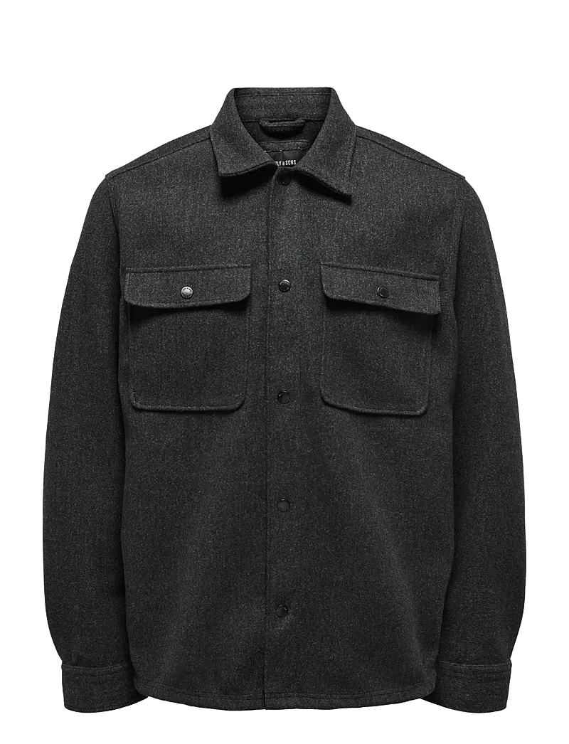 ONLY & SONS - ONSASH OVR WOOLEN LOOK PKT LS SHIRT NOOS - winterjacken - black - 1