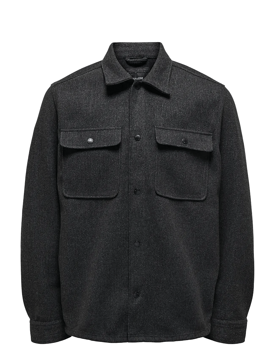 ONLY & SONS - ONSASH OVR WOOLEN LOOK PKT LS SHIRT NOOS - Überhemden - black - 1