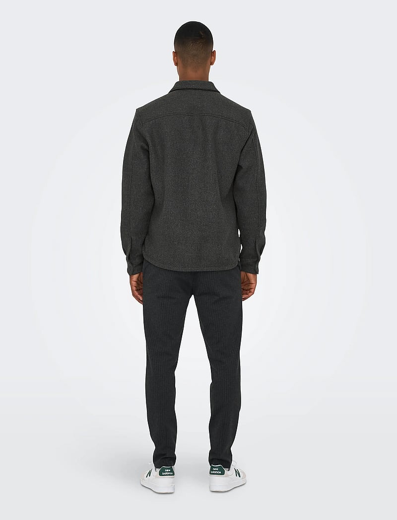 ONLY & SONS - ONSASH OVR WOOLEN LOOK PKT LS SHIRT NOOS - winterjacken - black - 3