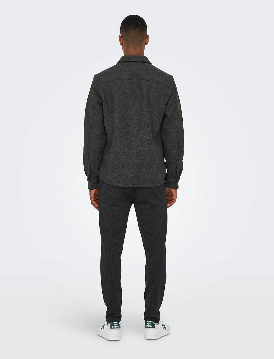 ONLY & SONS - ONSASH OVR WOOLEN LOOK PKT LS SHIRT NOOS - Überhemden - black - 3