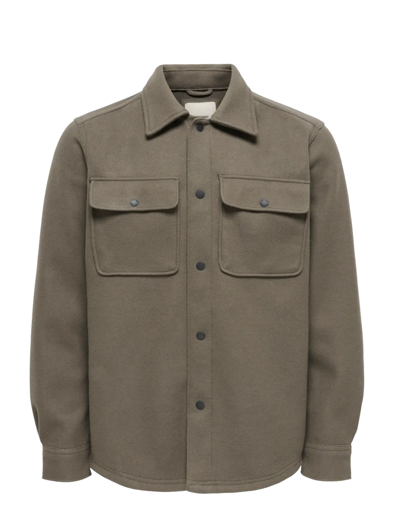ONLY & SONS ONSASH OVR WOOLEN LOOK PKT LS SHIRT NOOS - ONLY & SONS - BUNGEE CORD / khaki/green