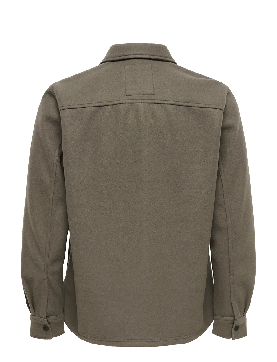 ONLY & SONS - ONSASH OVR WOOLEN LOOK PKT LS SHIRT NOOS - vestes - bungee cord - 2