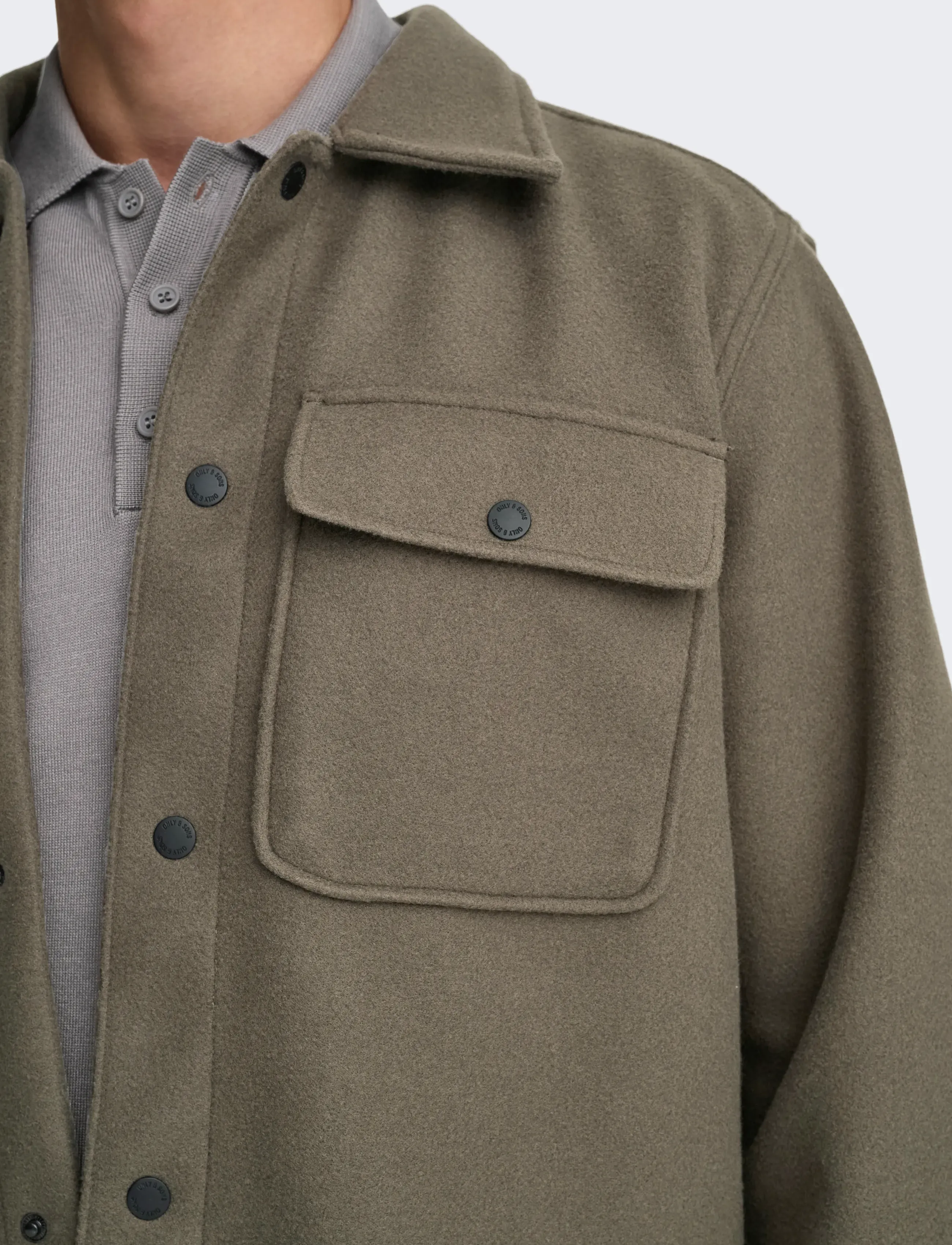 ONLY & SONS - ONSASH OVR WOOLEN LOOK PKT LS SHIRT NOOS - vestes - bungee cord - 4