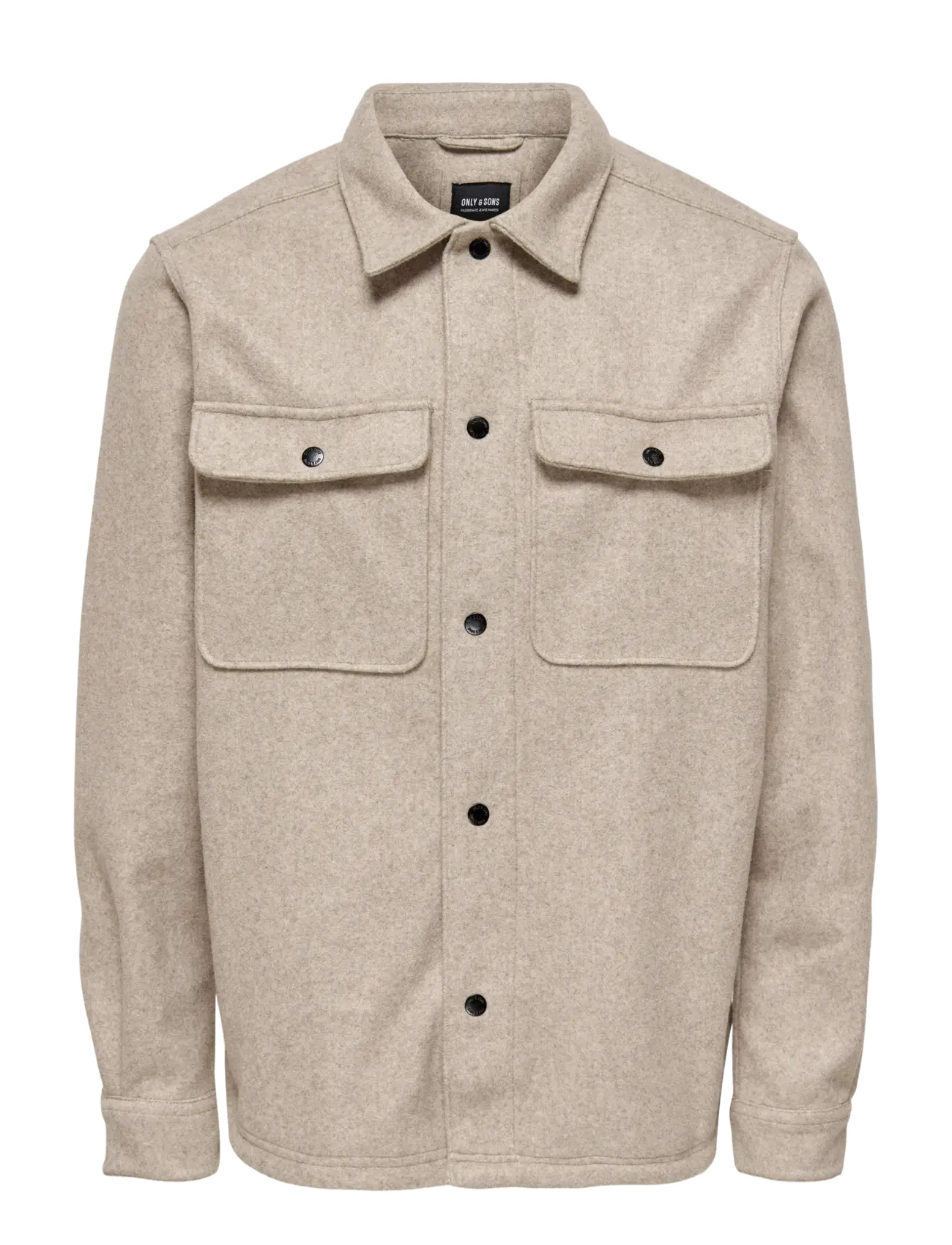 ONSASH OVR WOOLEN LOOK PKT LS SHIRT NOOS - CHINCHILLA