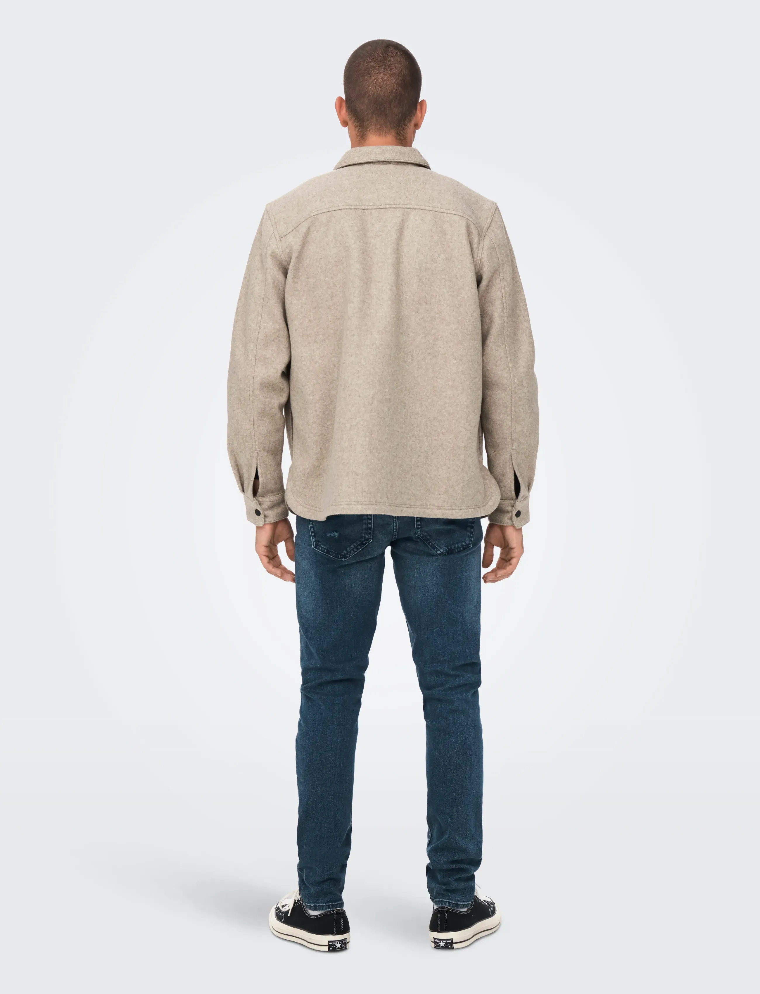 ONLY & SONS - ONSASH OVR WOOLEN LOOK PKT LS SHIRT NOOS - vestes - chinchilla - 3