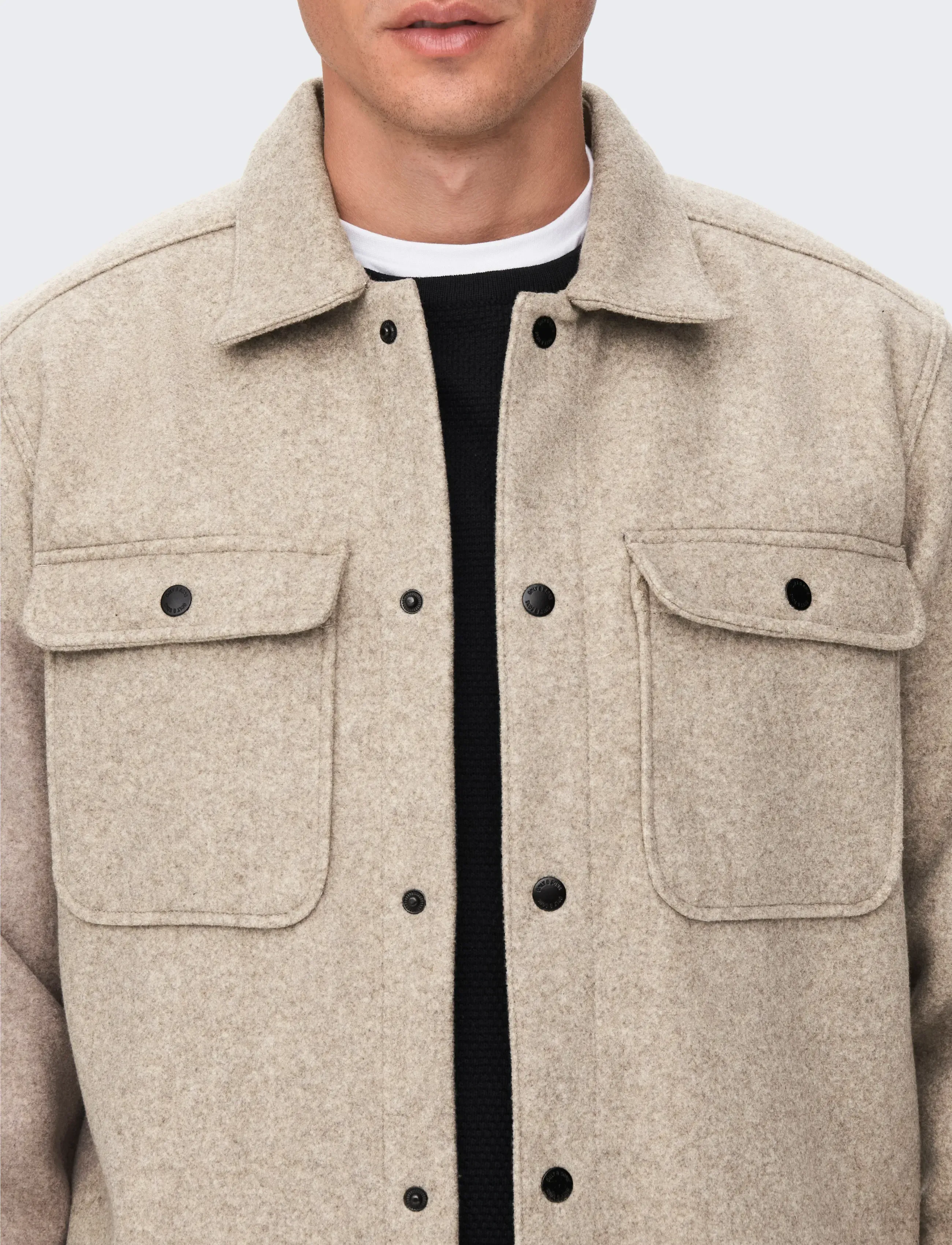 ONLY & SONS Onsash Ovr Woolen Look Pkt Ls Shirt Noos overshirts herr – bild 5