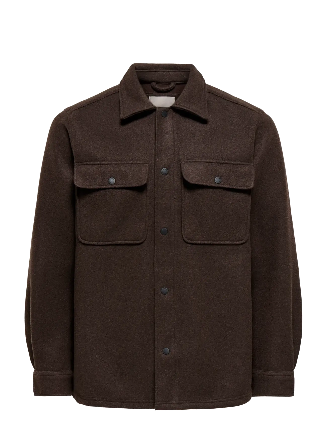 ONLY & SONS ONSASH OVR WOOLEN LOOK PKT LS SHIRT NOOS - ONLY & SONS - DEMITASSE / brown