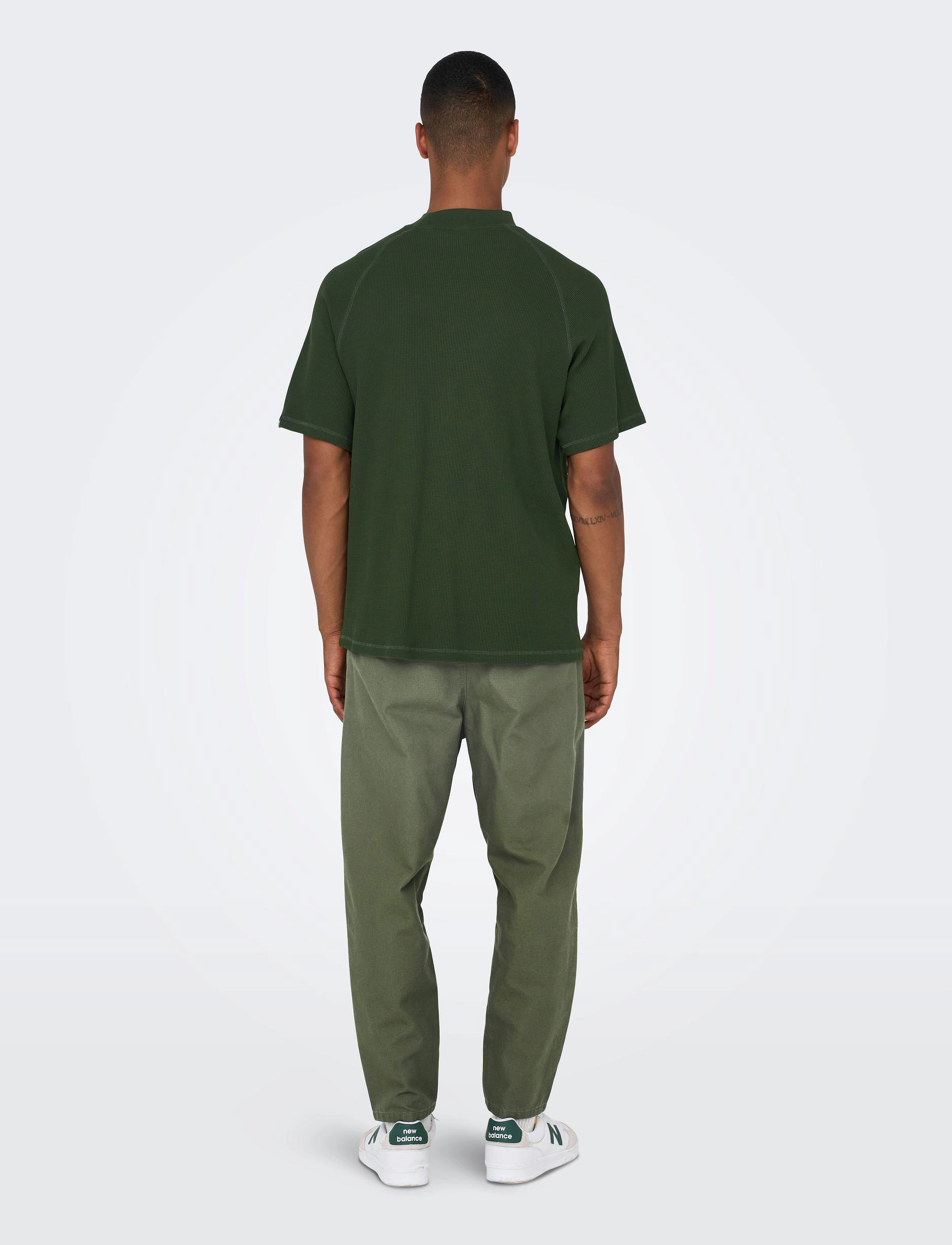 ONLY & SONS - ONSKEITH REG WAFFLE MOCK SS 3654 TEE - rosin - 3
