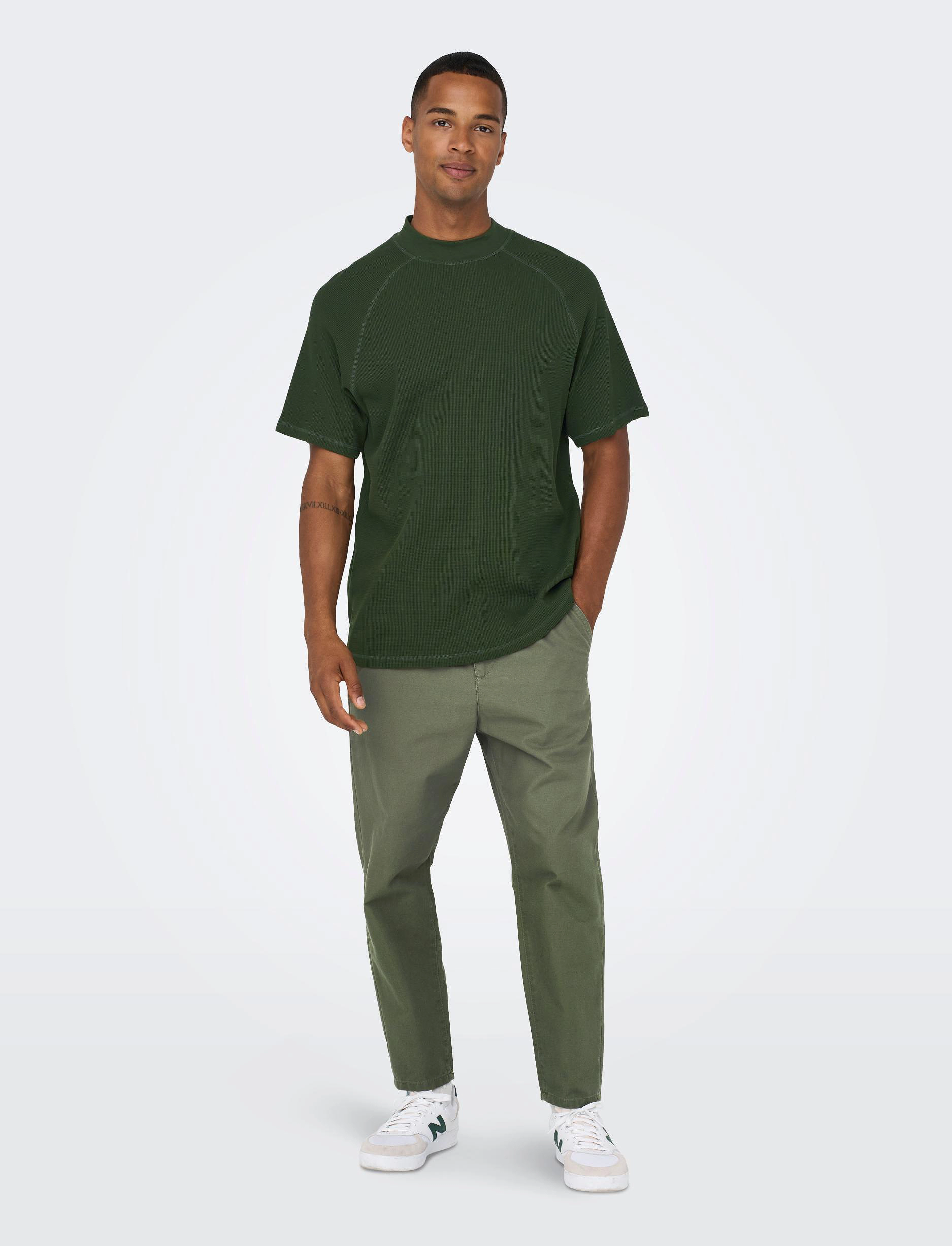 ONLY & SONS - ONSKEITH REG WAFFLE MOCK SS 3654 TEE - rosin - 4