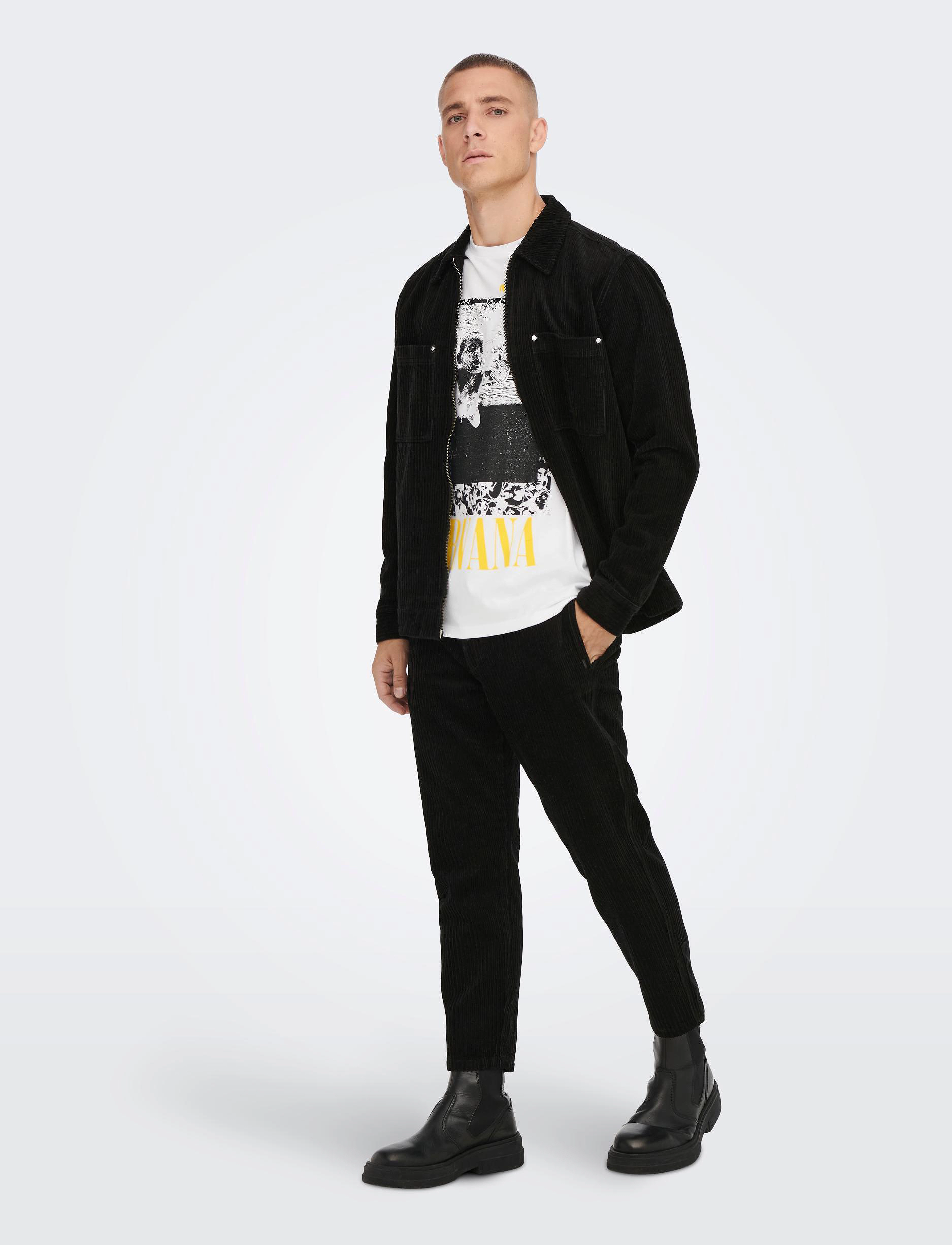 ONLY & SONS - ONSAVI BEAM LIFECHINO CORDUROY 3948 PANT - black - 4