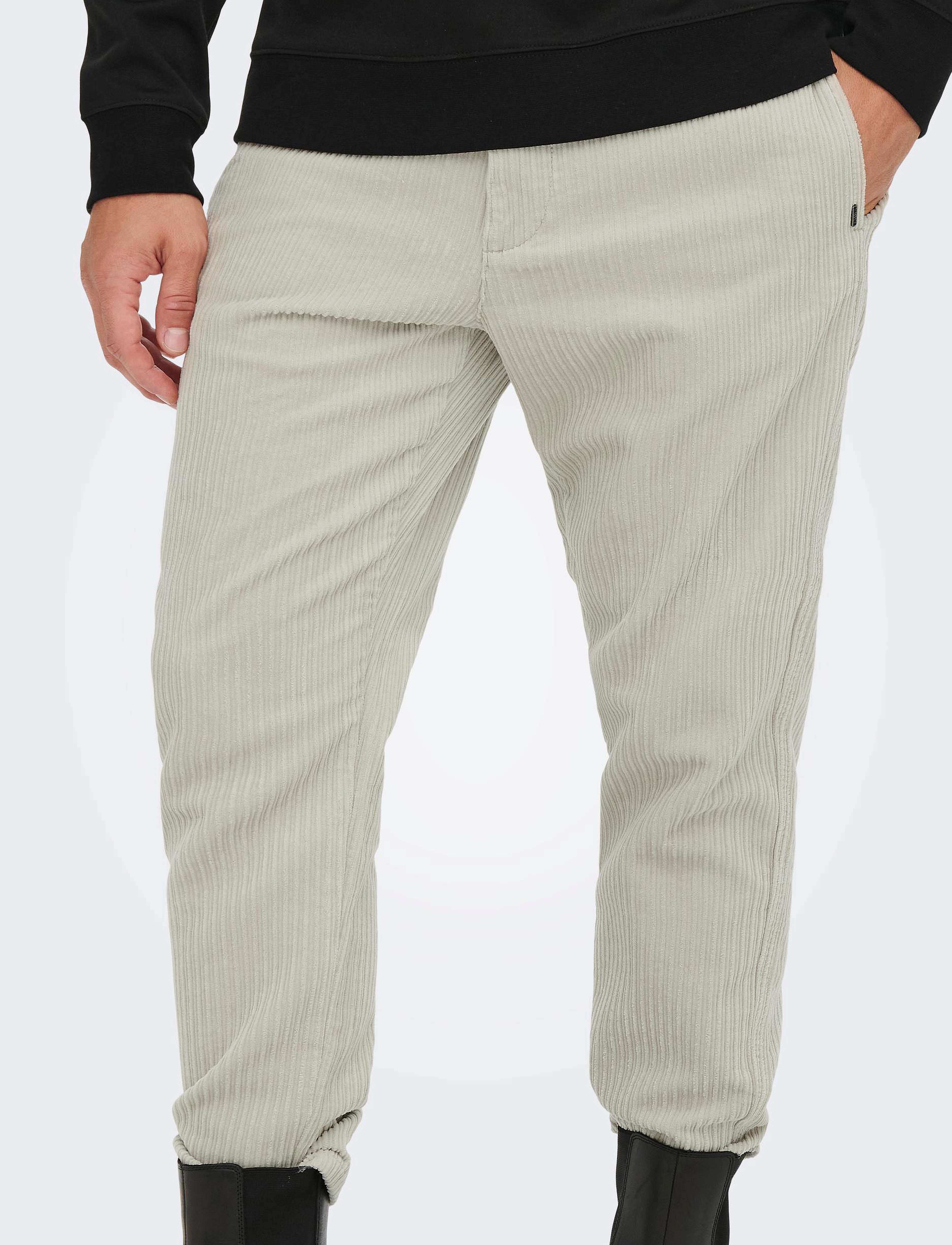 ONLY & SONS - ONSAVI BEAM LIFECHINO CORDUROY 3948 PANT - silver lining - 4