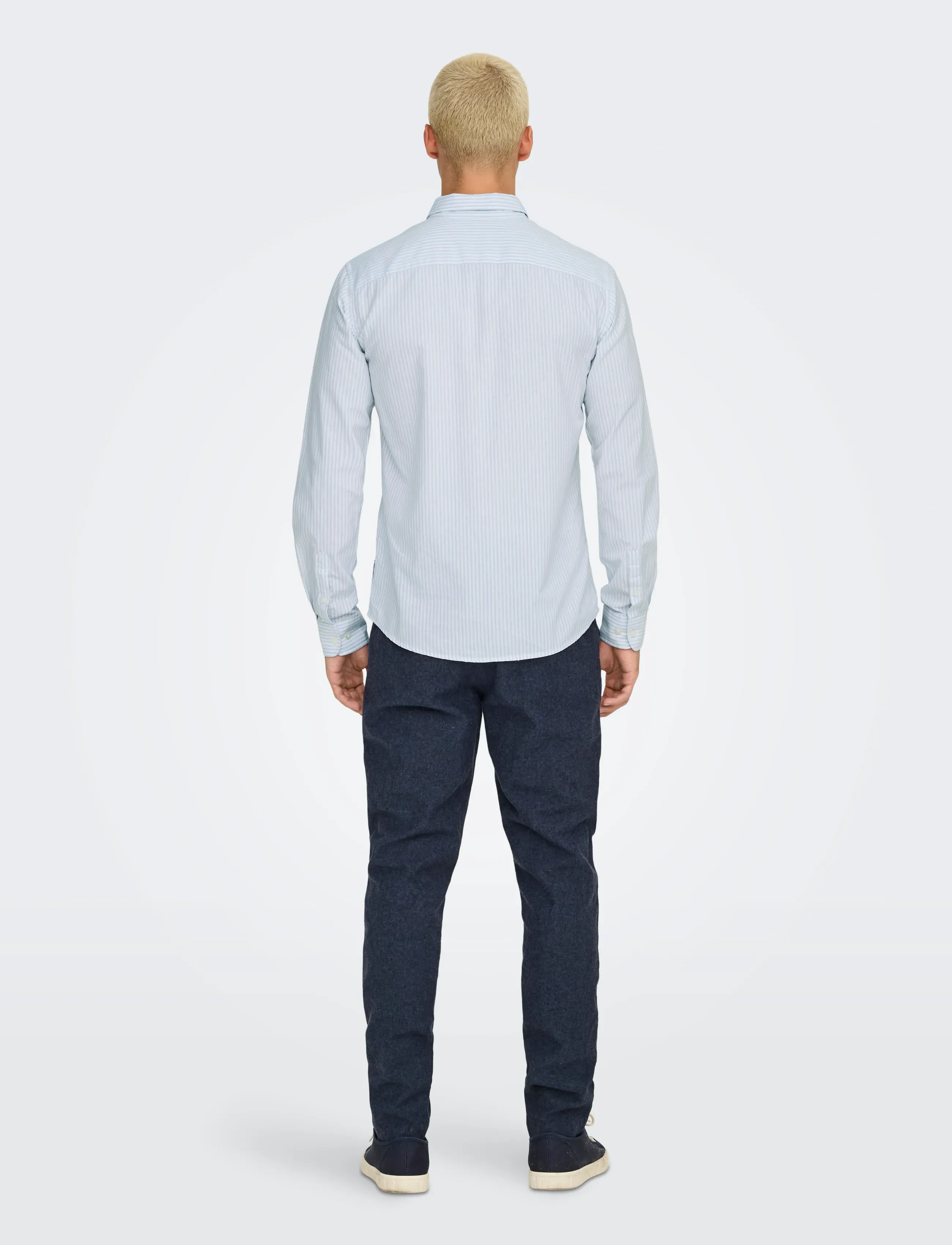 ONLY & SONS - ONSALVARO SLIM LS OXFORD STRIPE SHIRT - cashmere blue - 3