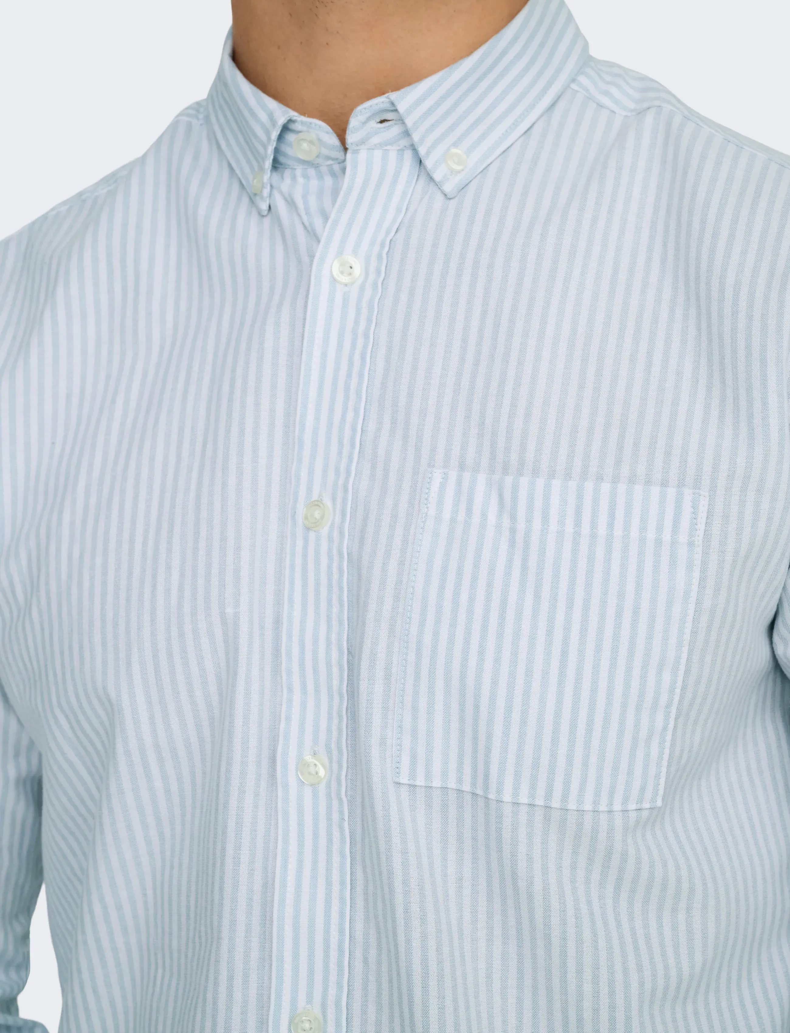 ONLY & SONS - ONSALVARO SLIM LS OXFORD STRIPE SHIRT - cashmere blue - 5