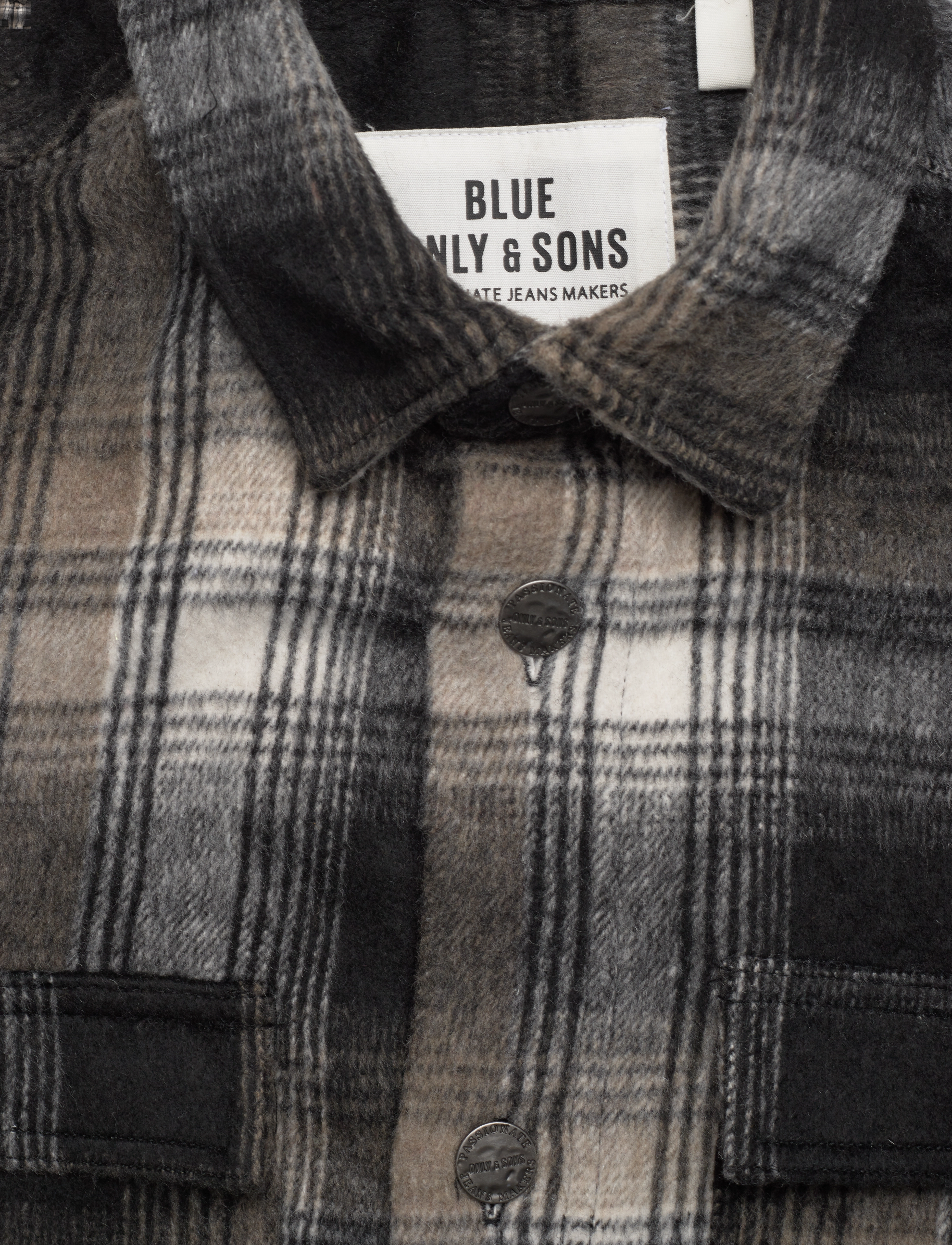 ONLY & SONS - ONSBAZ OVR PKT BRUSH CHECK LS SHIRT BLUE - canteen - 2